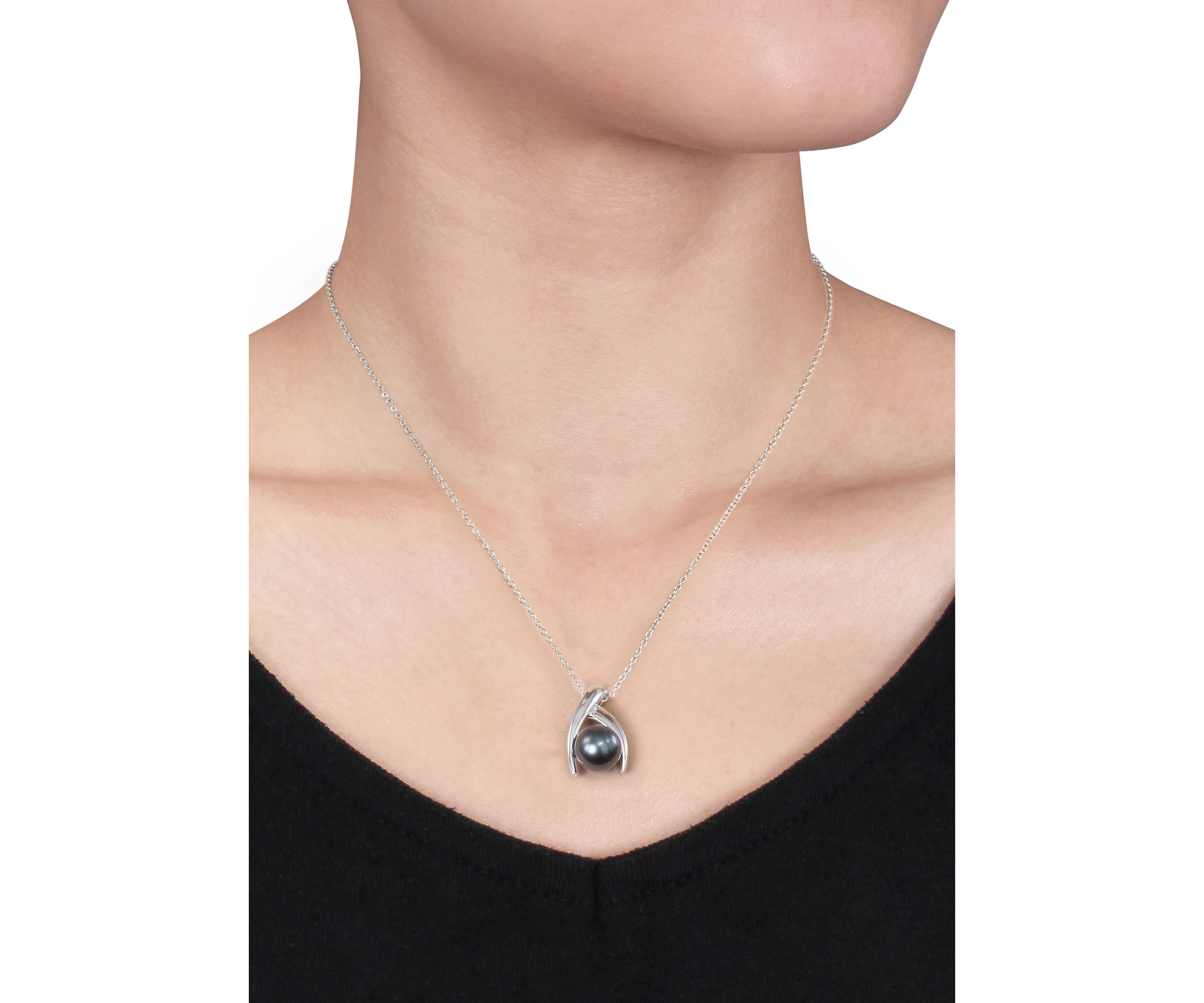 Sterling Silver Black Tahitian Pearl Pendant