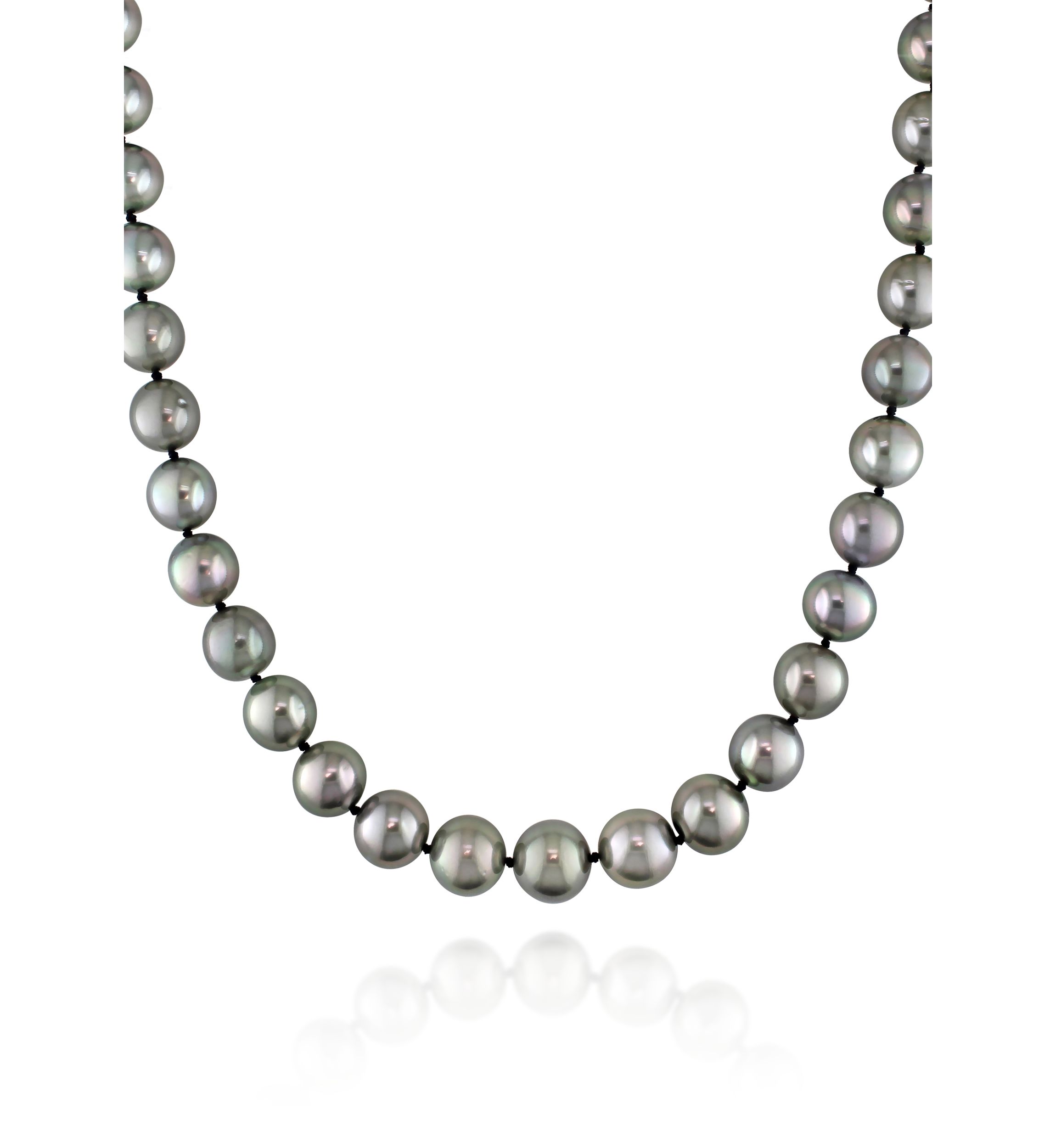 14k White Gold Black Tahitian Pearl and Diamond Necklace