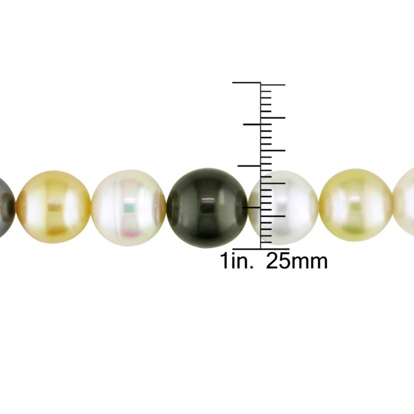 9-11MM Multi-Color South Sea and Tahitian Cultured Pearl Strand Necklace with 14K Yellow Gold Ball Clasp