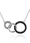 Black and White Diamond Circle Necklace in Sterling Silver