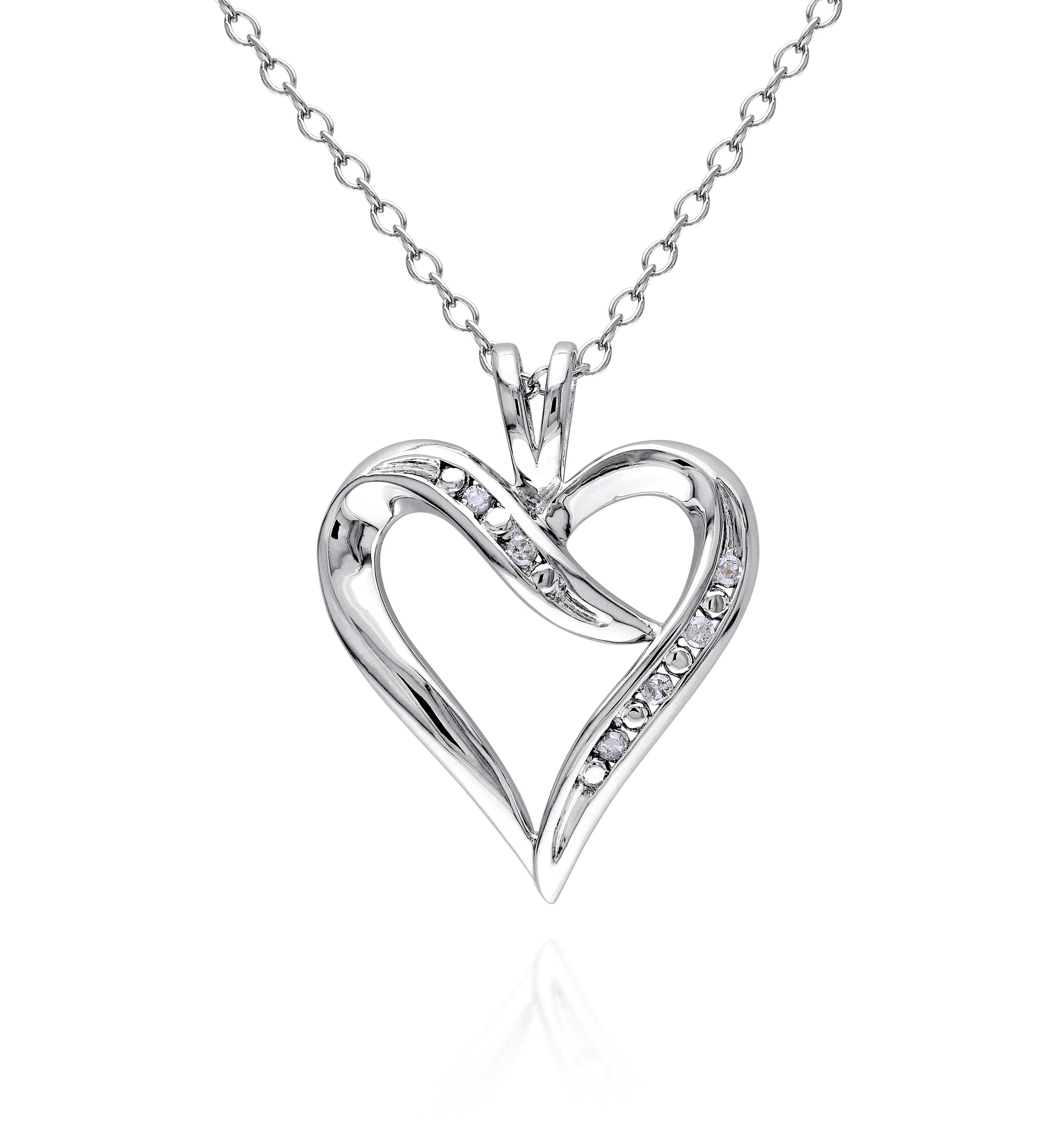 Diamond Heart Pendant in Sterling Silver