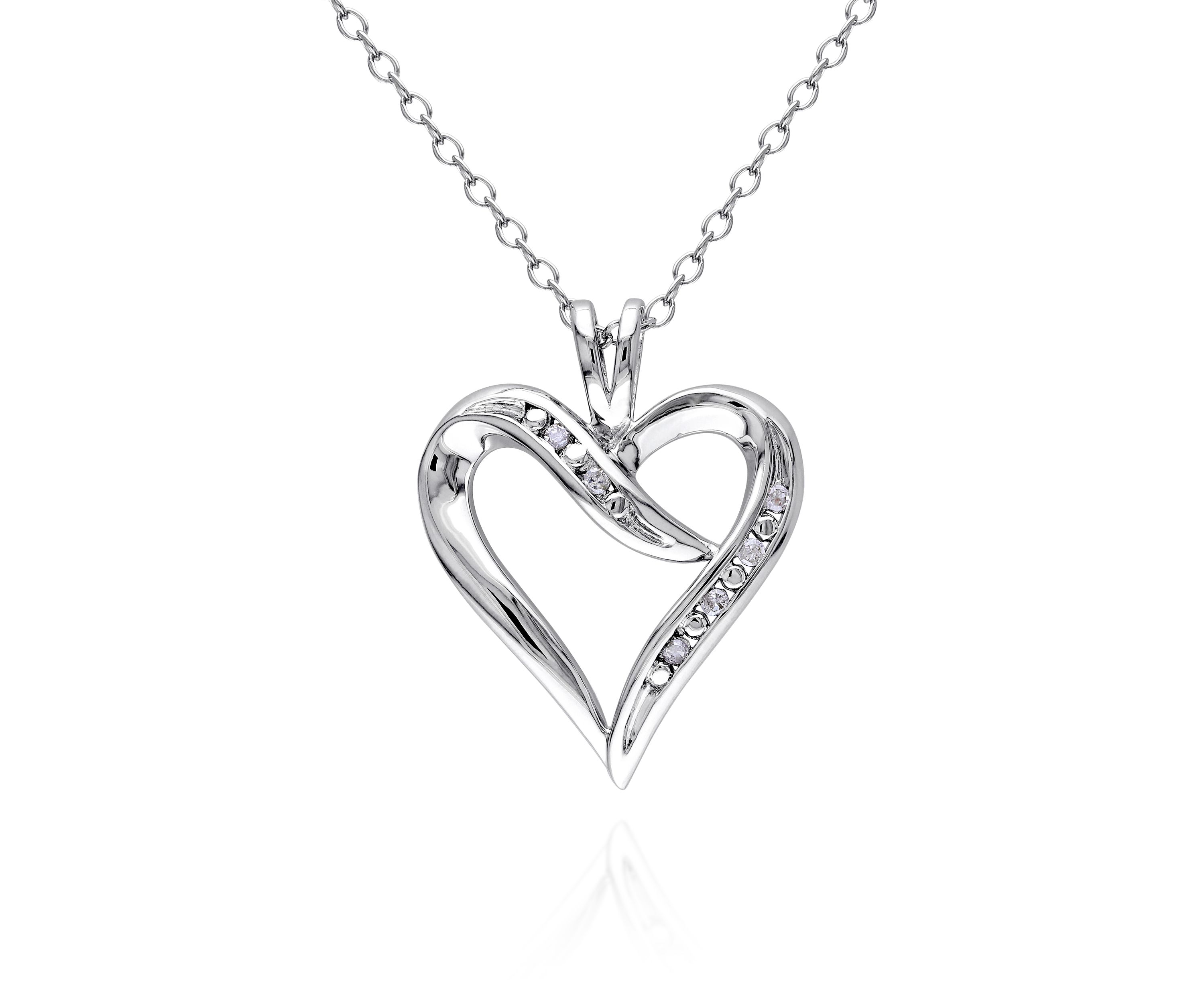 Diamond Heart Pendant in Sterling Silver