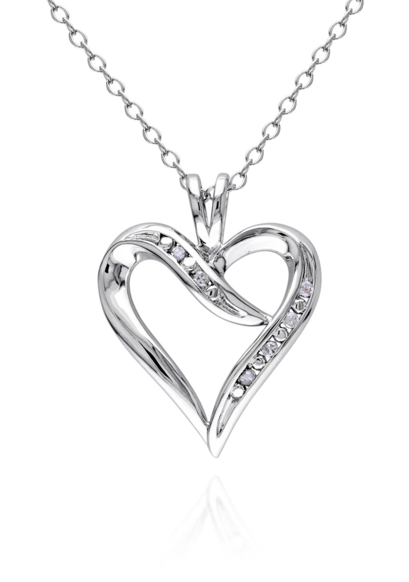 Diamond Heart Pendant in Sterling Silver