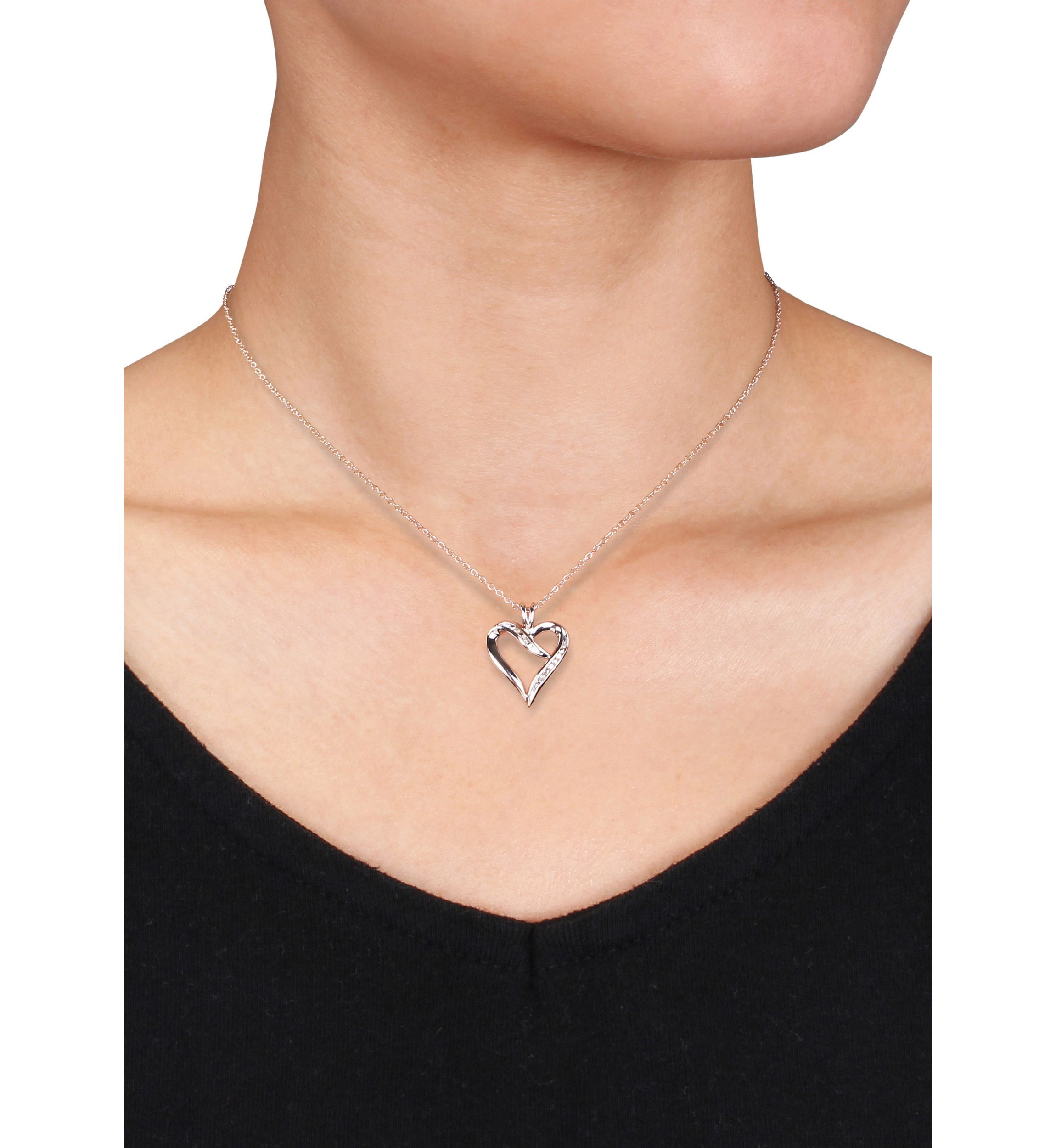 Diamond Heart Pendant in Sterling Silver