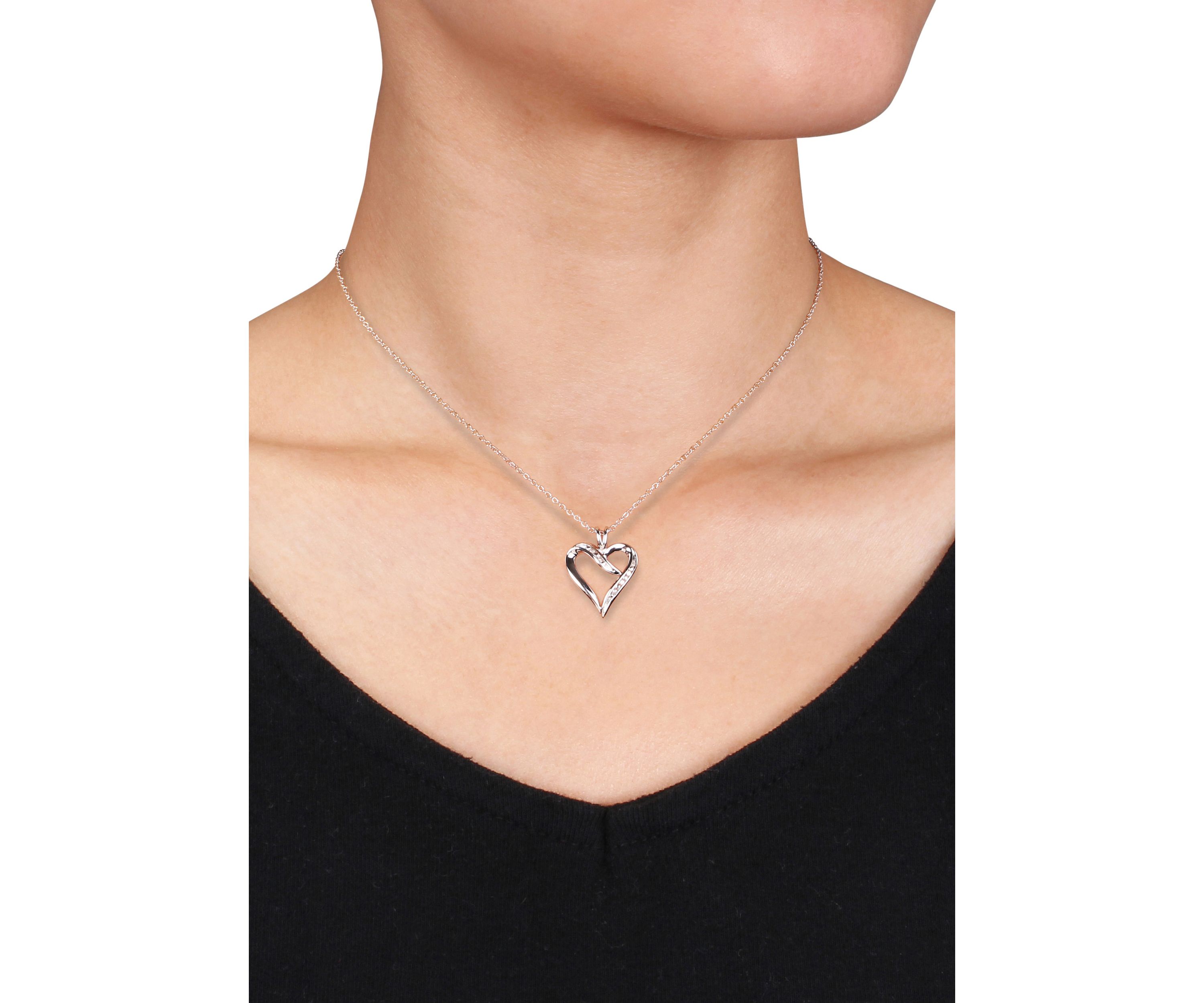 Diamond Heart Pendant in Sterling Silver