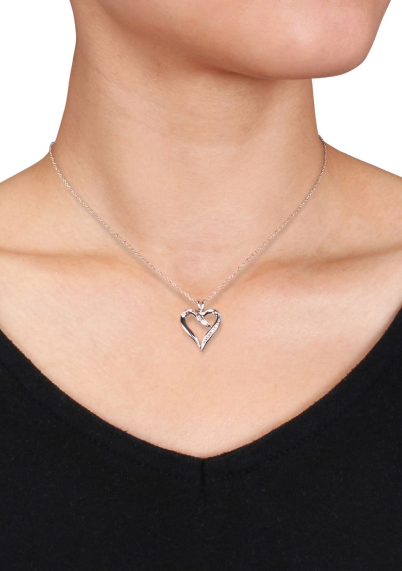 Diamond Heart Pendant in Sterling Silver