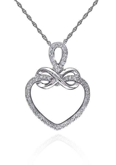 Diamond Infinity Heart Pendant in 10k White Gold