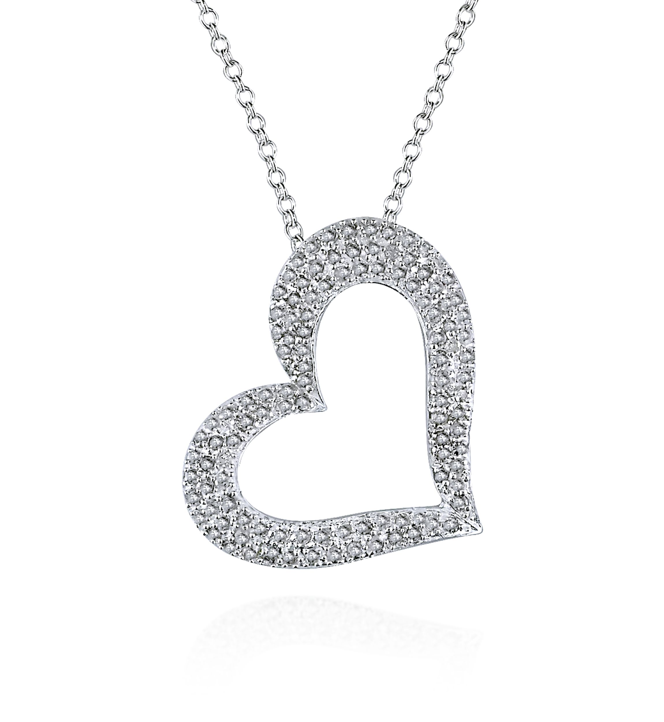 Diamond Heart Pendant in Sterling Silver