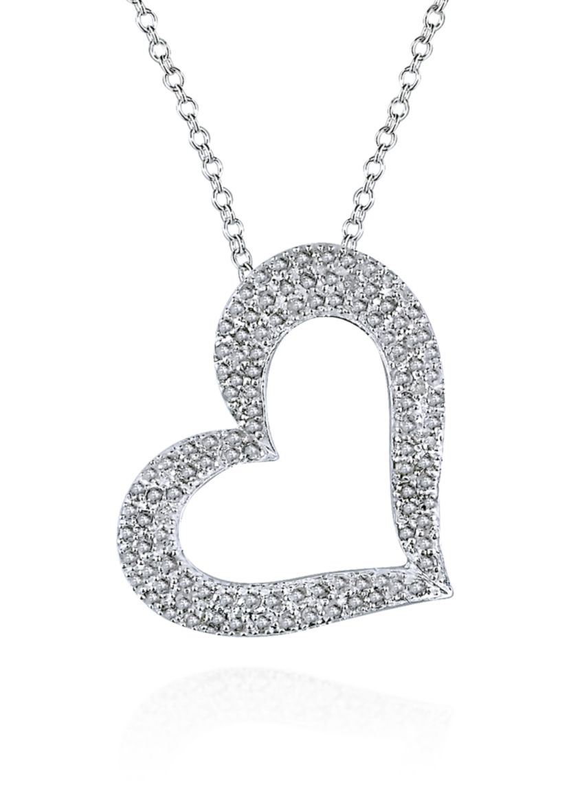 Diamond Heart Pendant in Sterling Silver