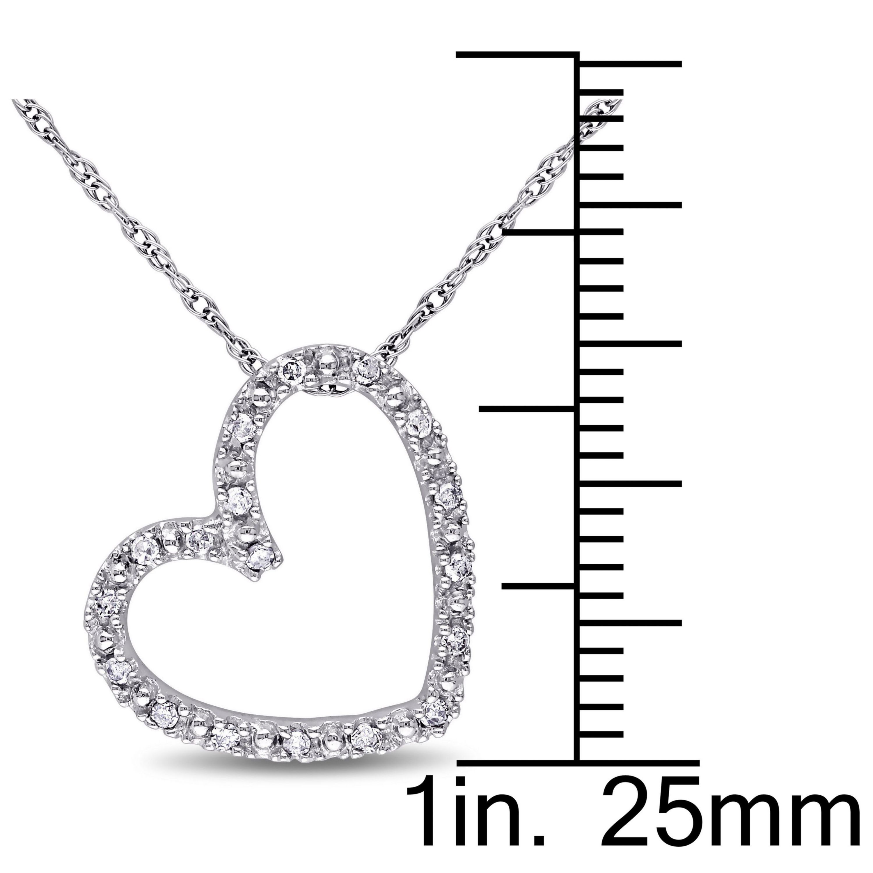 Diamond Open Heart Pendant with Chain in 10K White Gold