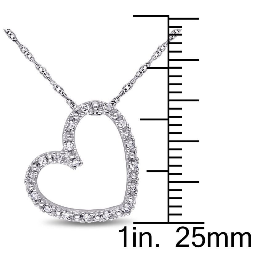 Diamond Open Heart Pendant with Chain in 10K White Gold