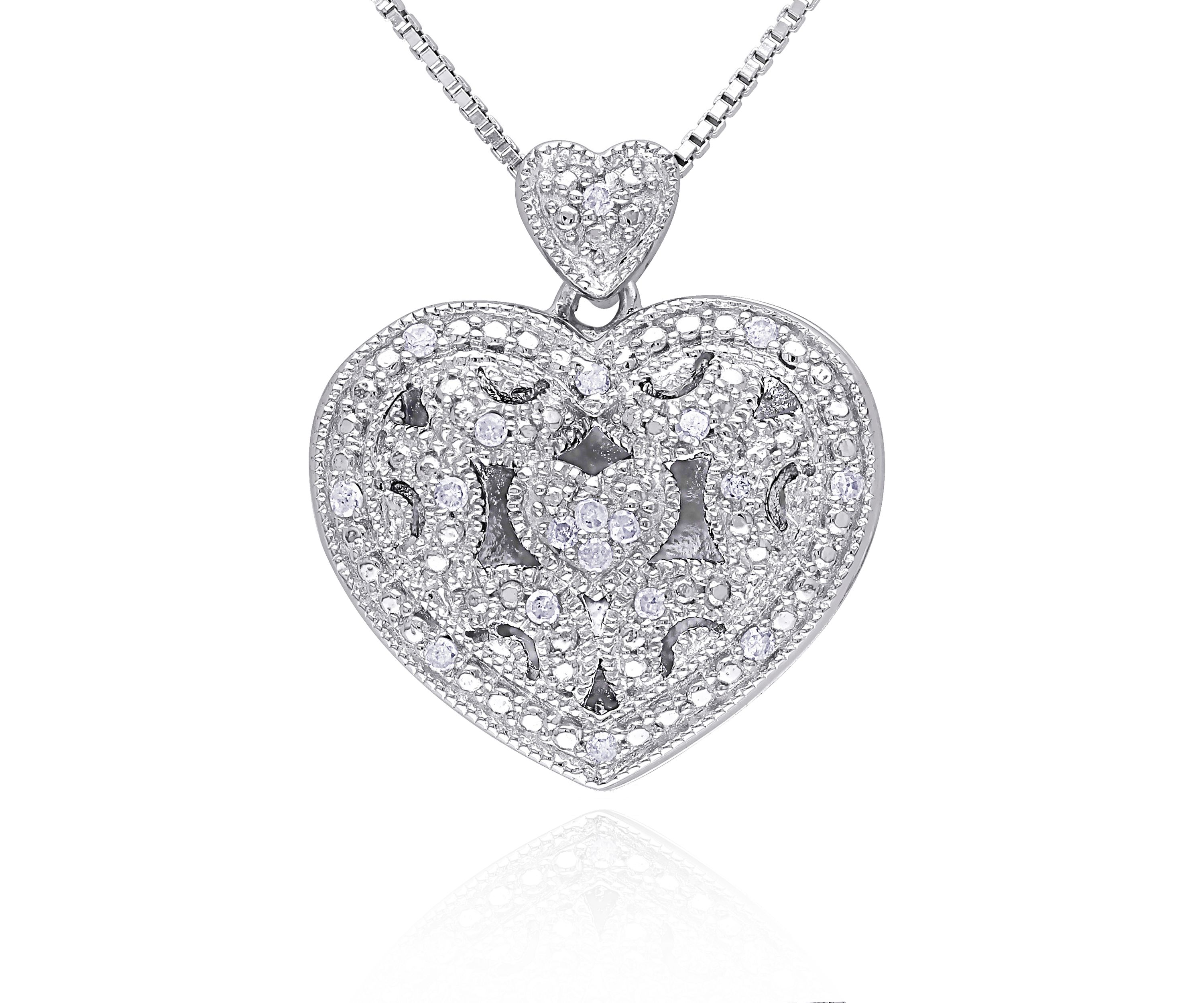 Diamond Heart Locket in Sterling Silver