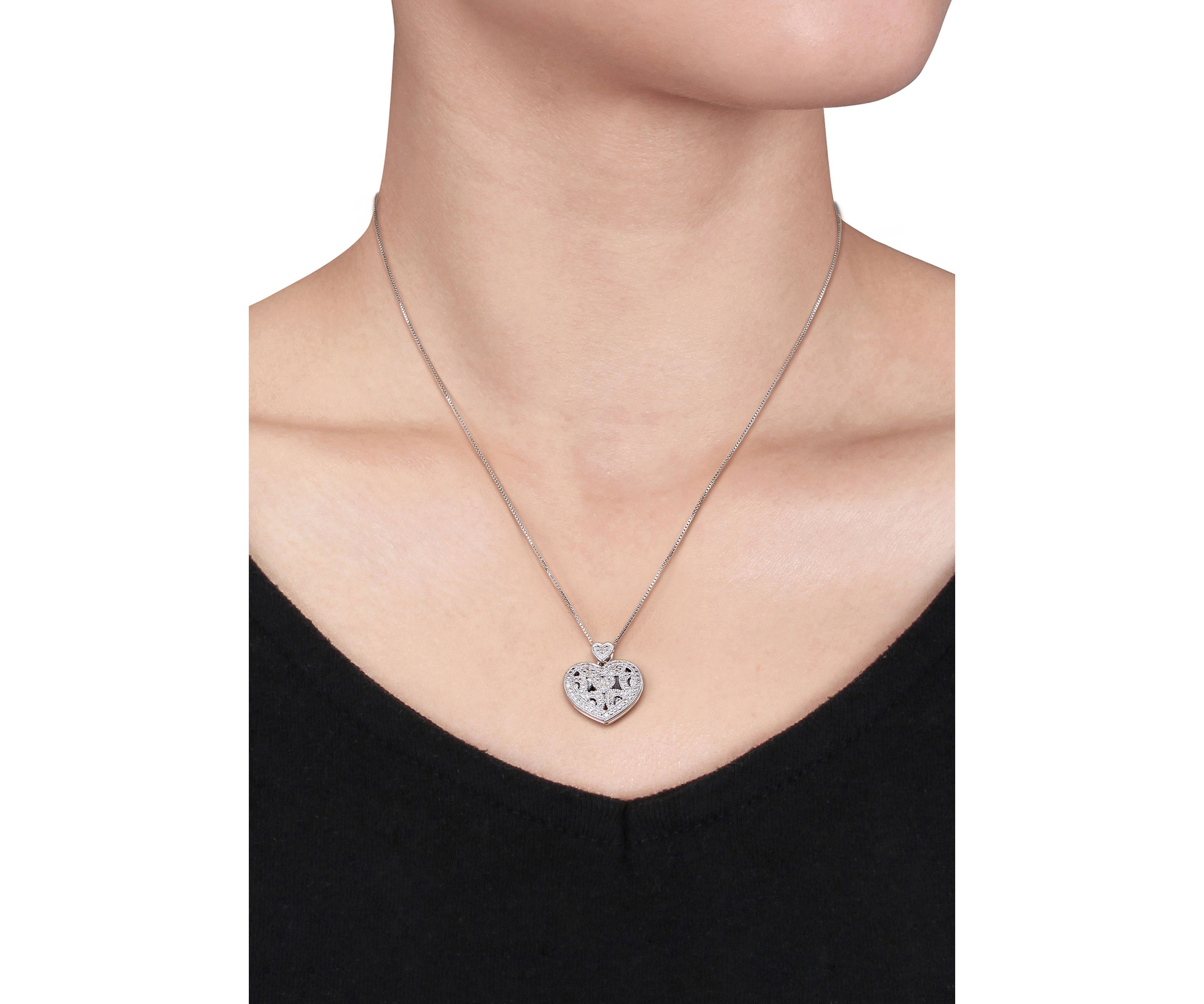 Diamond Heart Locket in Sterling Silver