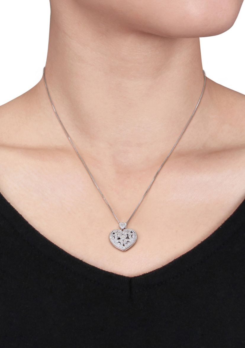 Diamond Heart Locket in Sterling Silver