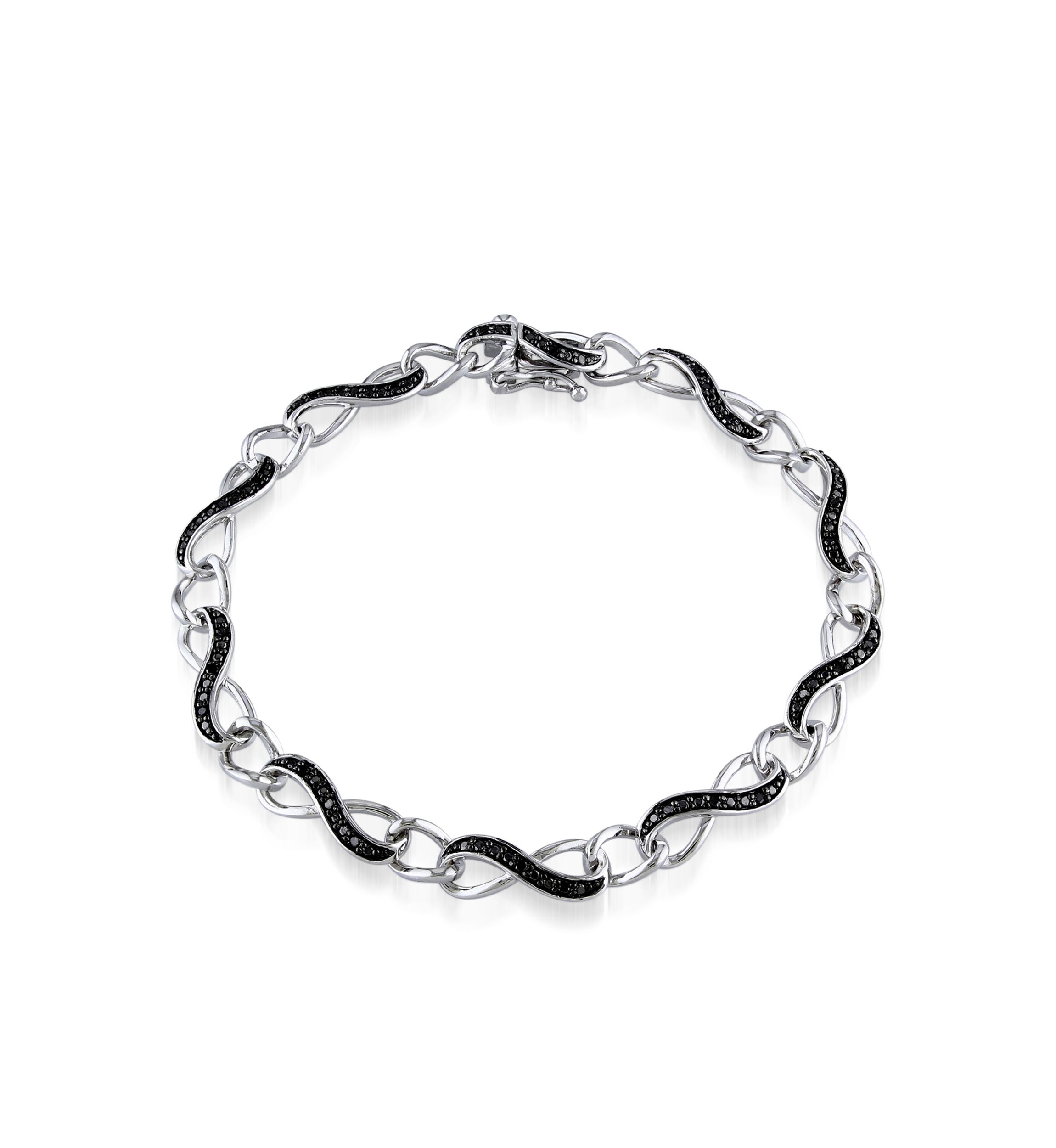 Black Diamond Infinity Bracelet in Sterling Silver