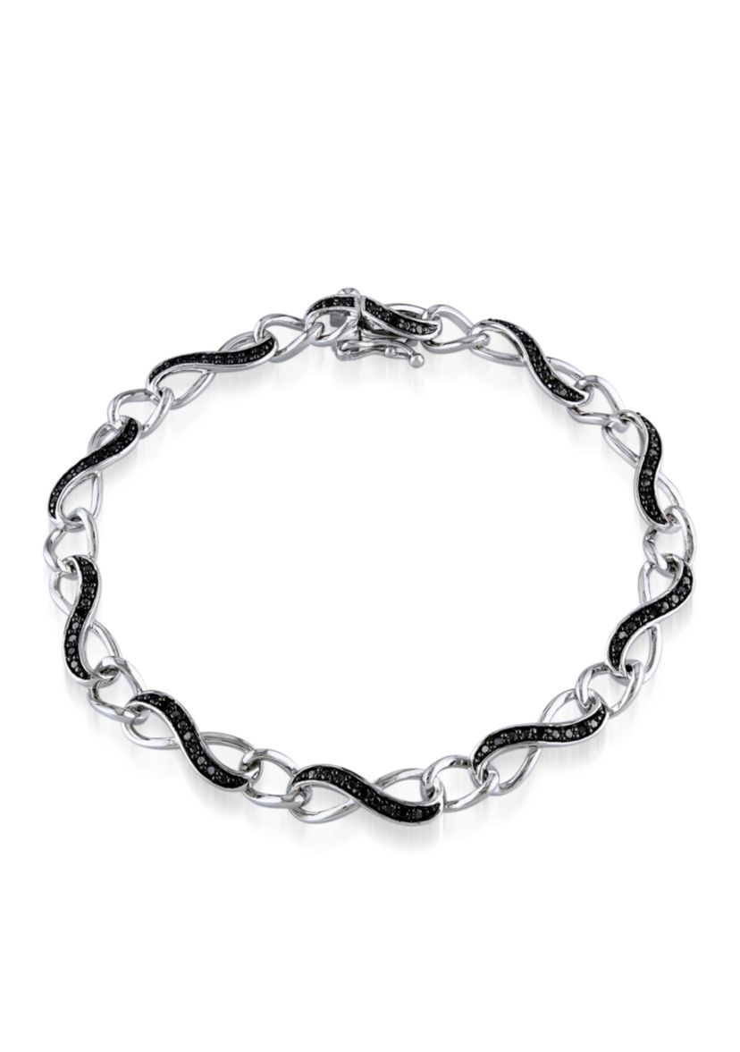 Black Diamond Infinity Bracelet in Sterling Silver