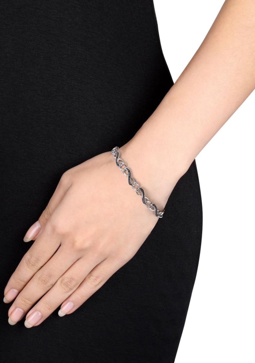 Black Diamond Infinity Bracelet in Sterling Silver
