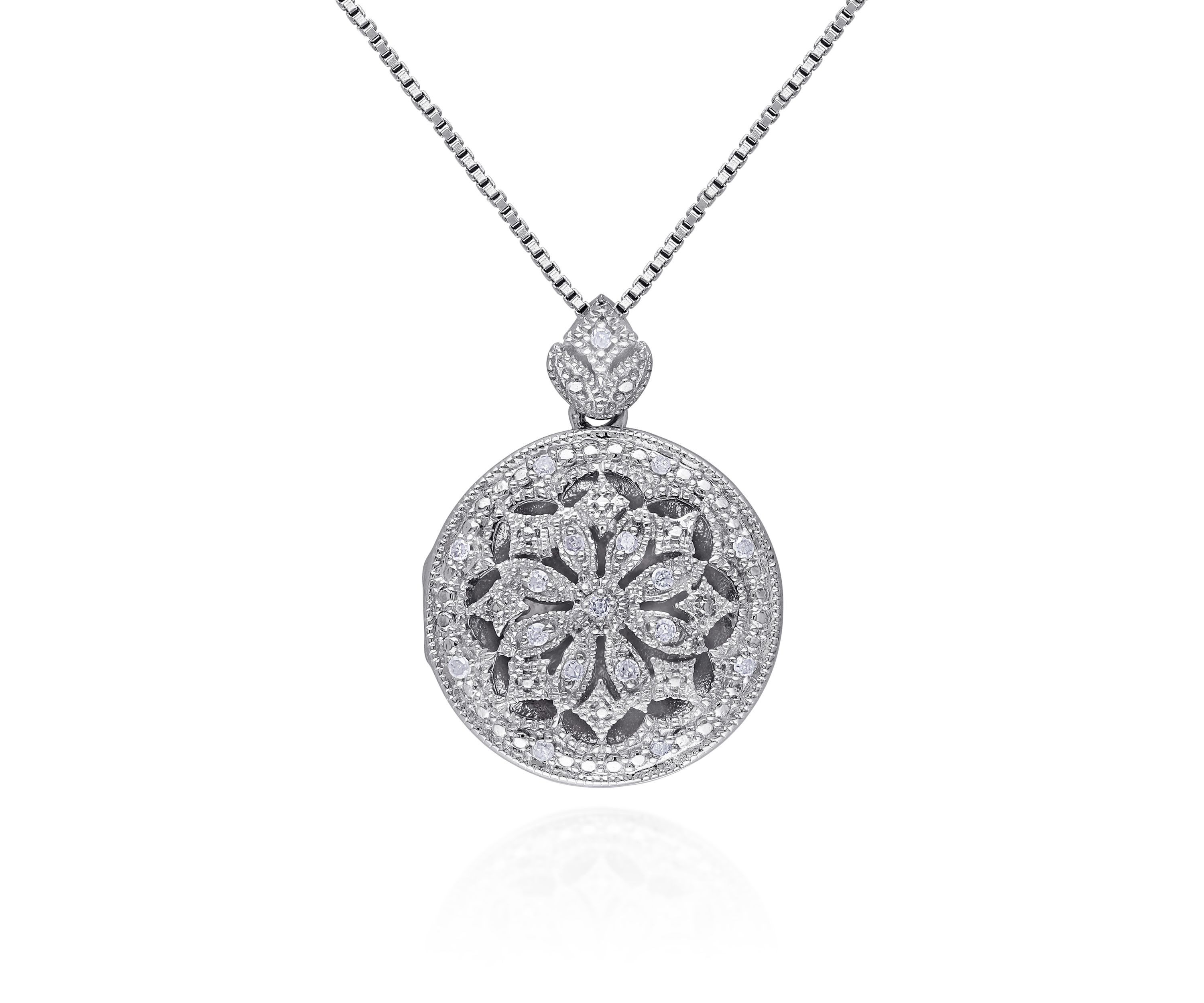 1/10 ct. t.w. Diamond Locket Pendant in Sterling Silver