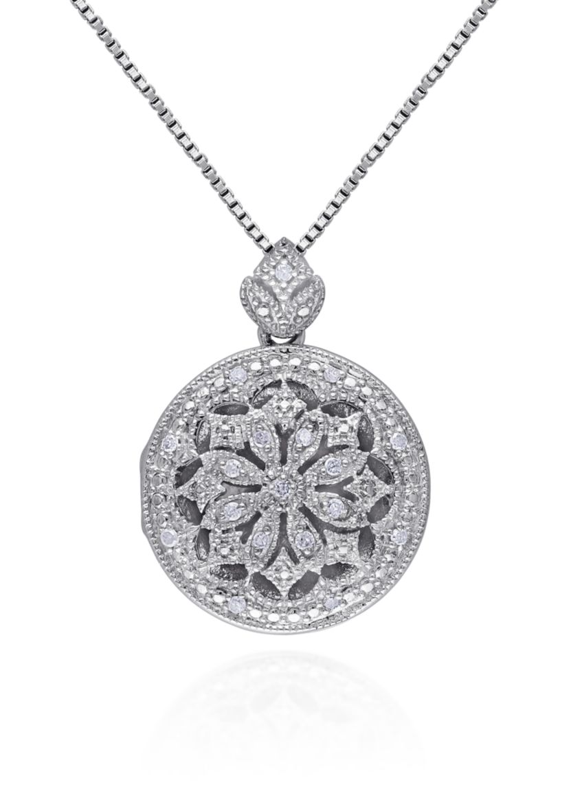 1/10 ct. t.w. Diamond Locket Pendant in Sterling Silver
