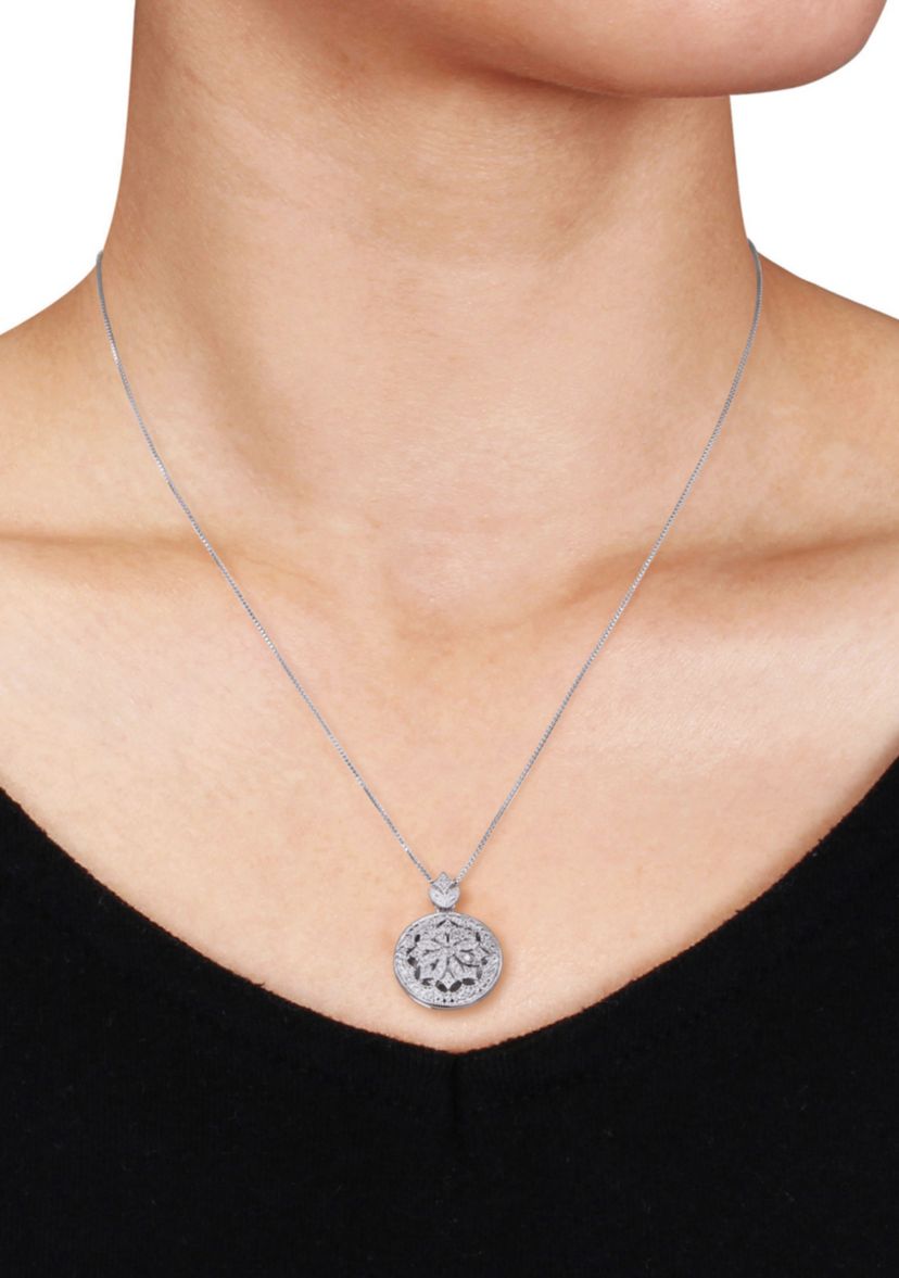 1/10 ct. t.w. Diamond Locket Pendant in Sterling Silver