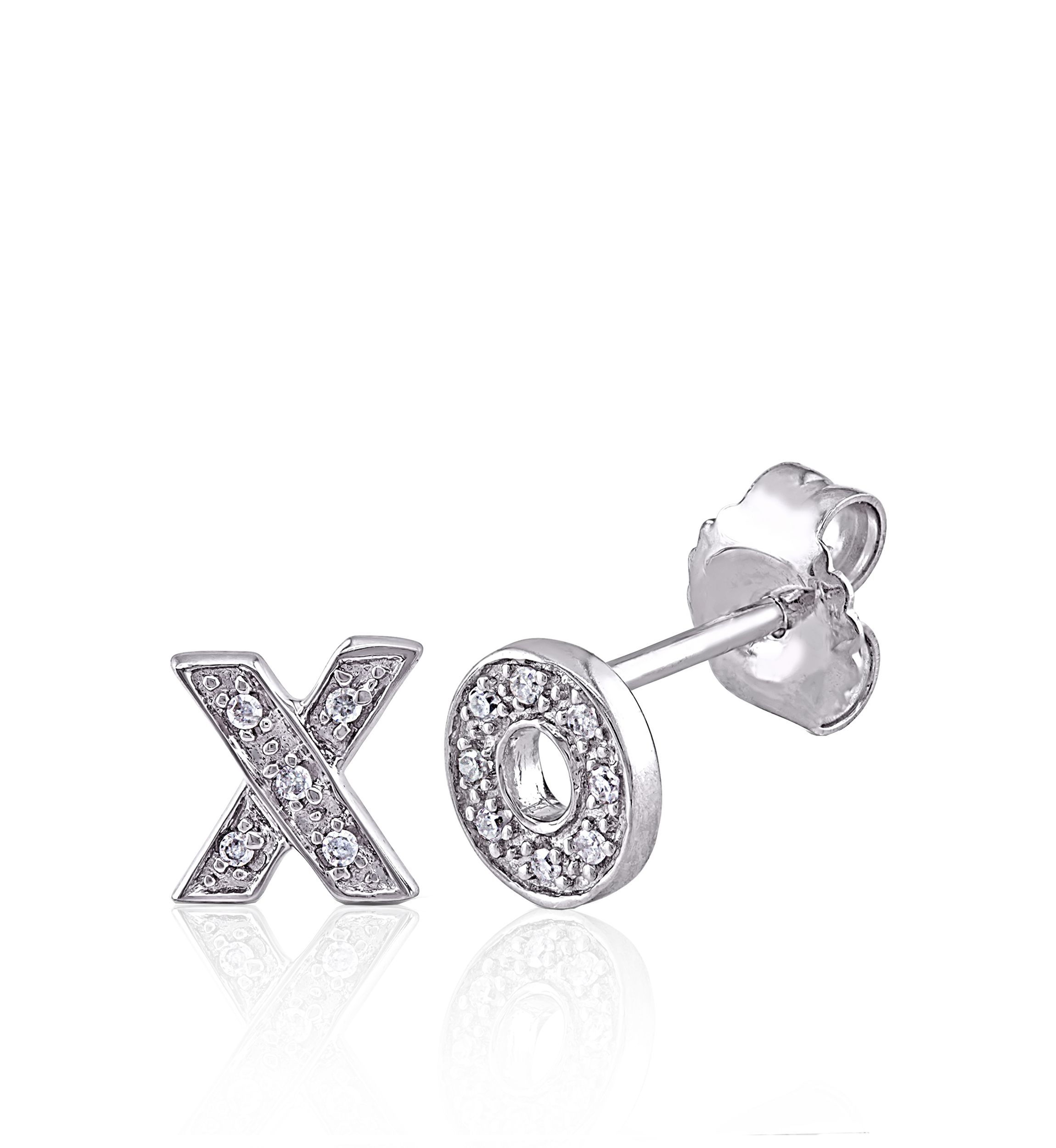 Diamond Hug and Kiss Earrings in Sterling Silver