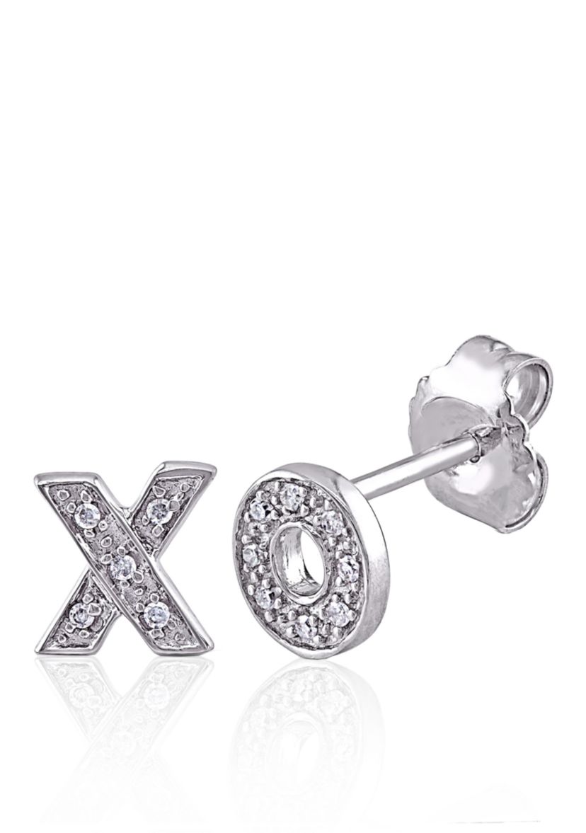 Diamond Hug and Kiss Earrings in Sterling Silver