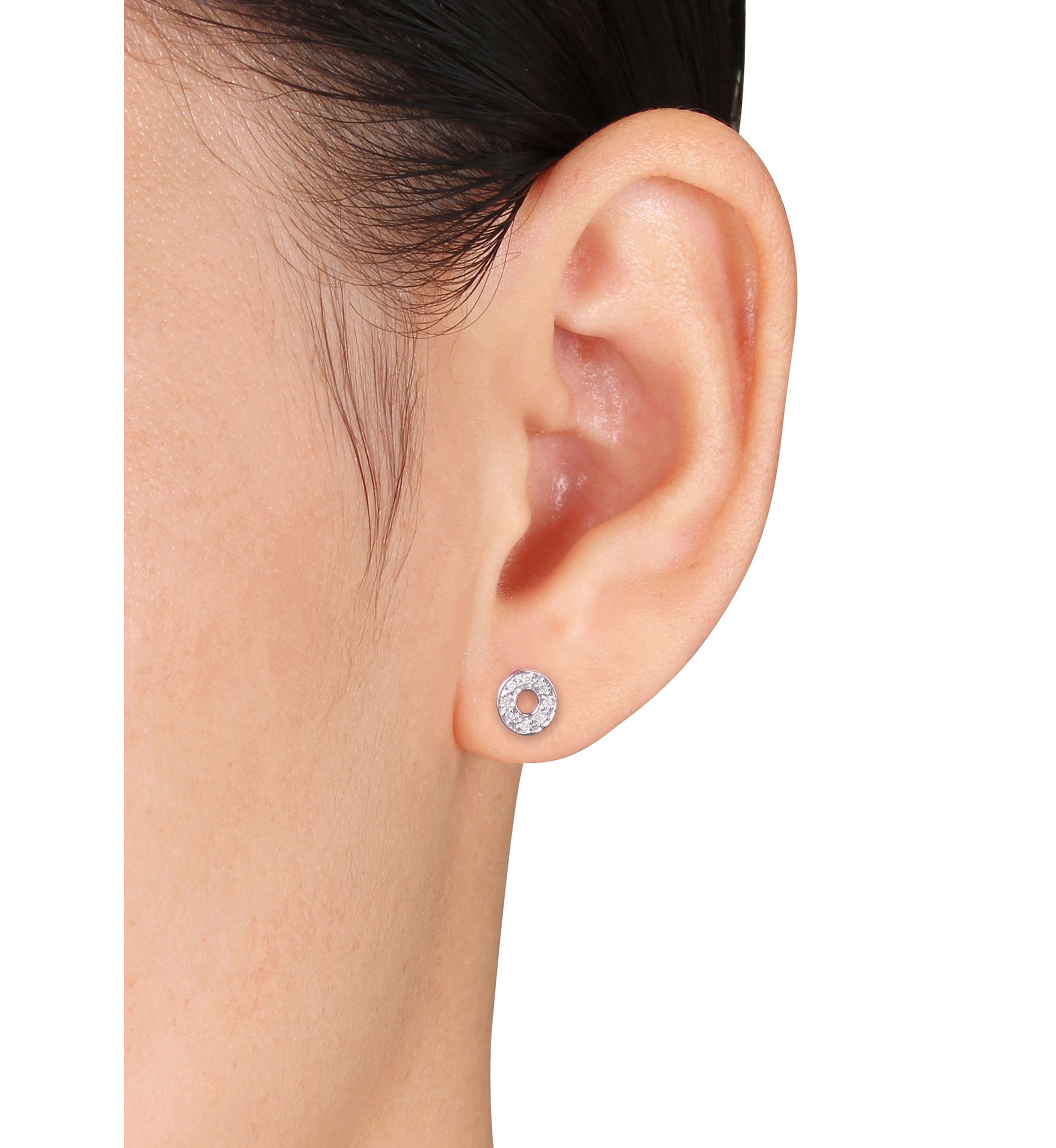 Diamond Hug and Kiss Earrings in Sterling Silver