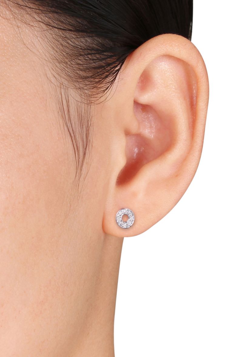 Diamond Hug and Kiss Earrings in Sterling Silver