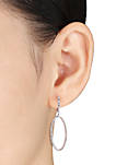 Diamond Oval Earrings in Sterling Silver