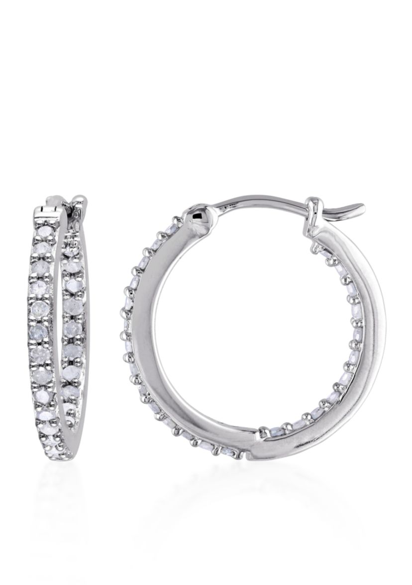 Diamond Hoop Earrings in Sterling Silver