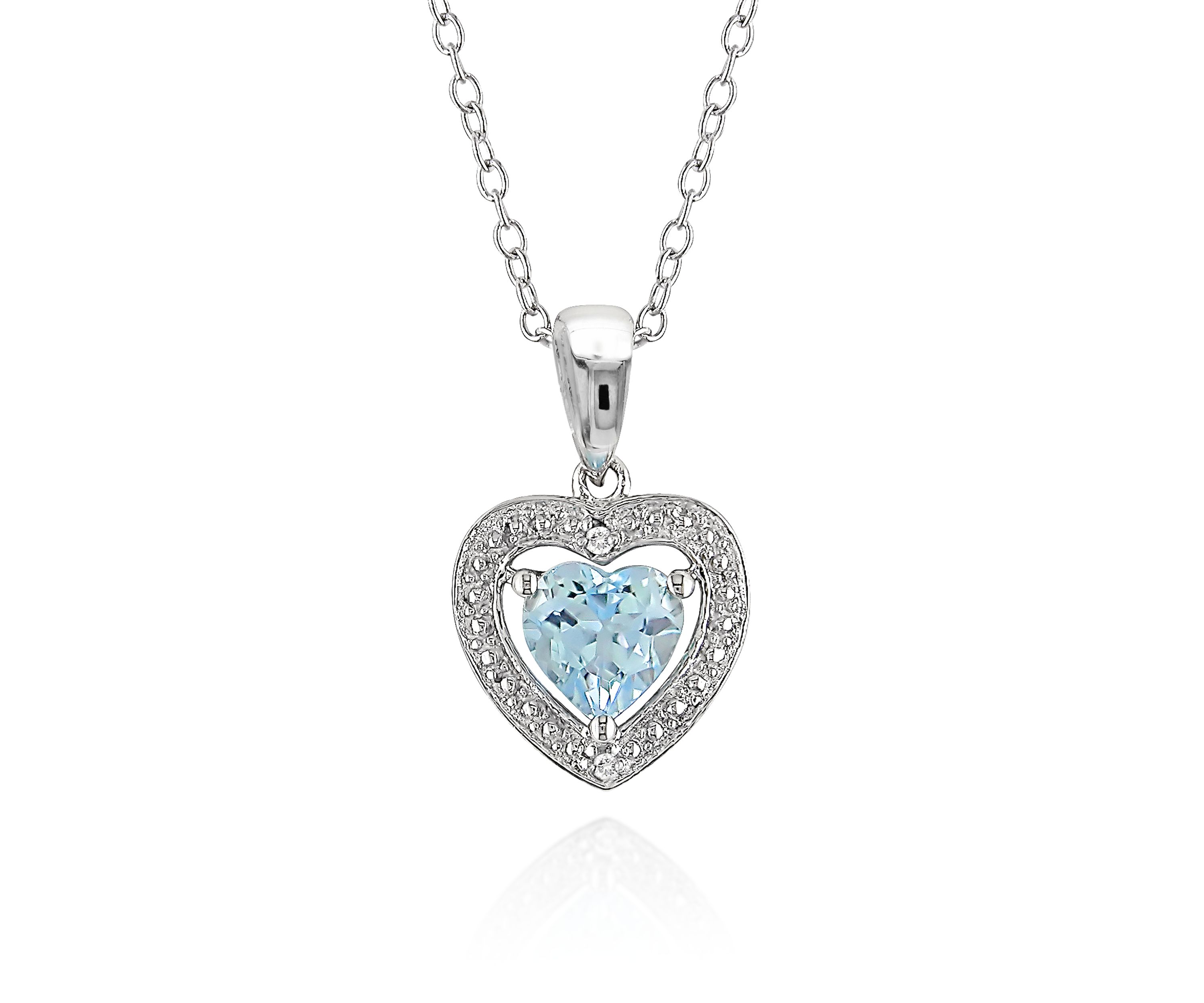 Sterling Silver Blue Topaz and Diamond Pendant