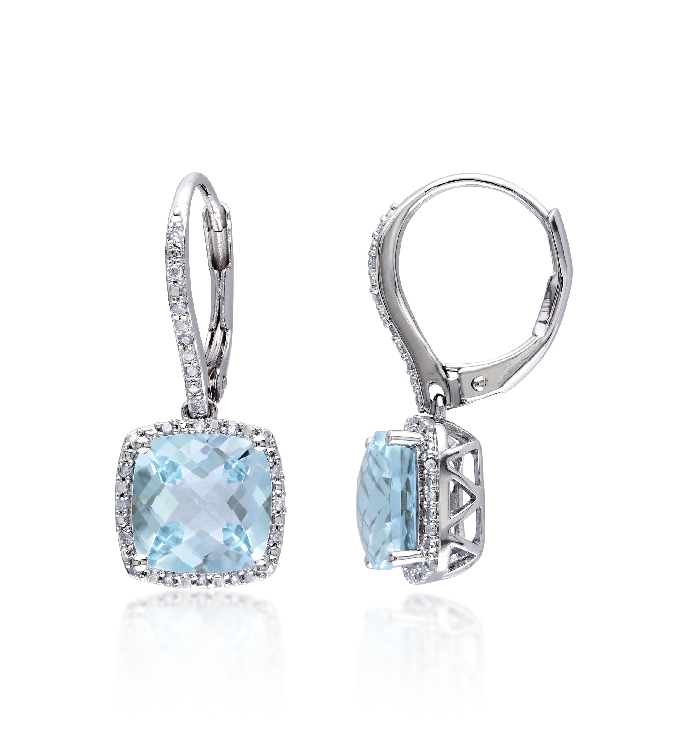 Sterling Silver Blue Topaz and Diamond Earrings