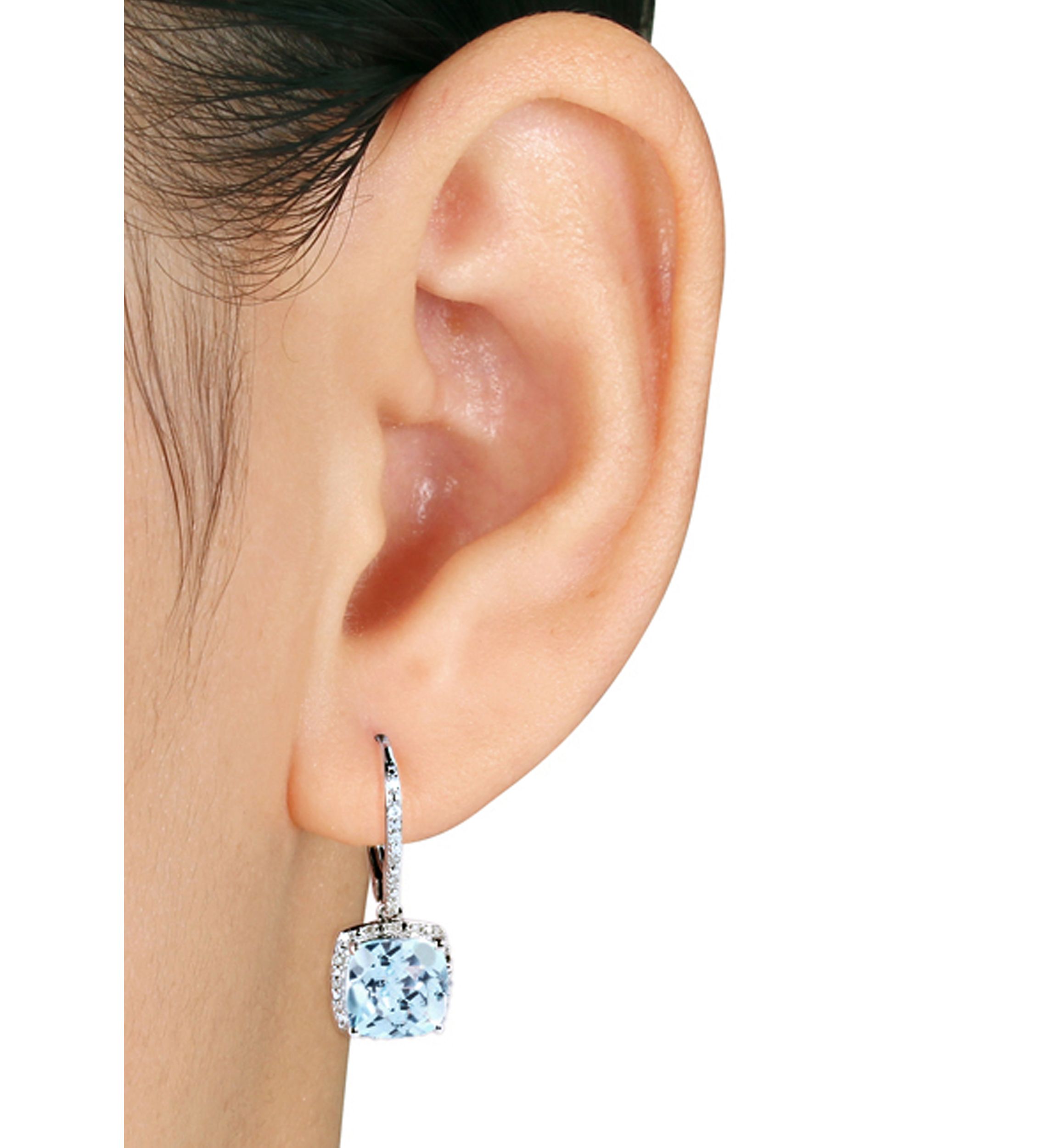 Sterling Silver Blue Topaz and Diamond Earrings
