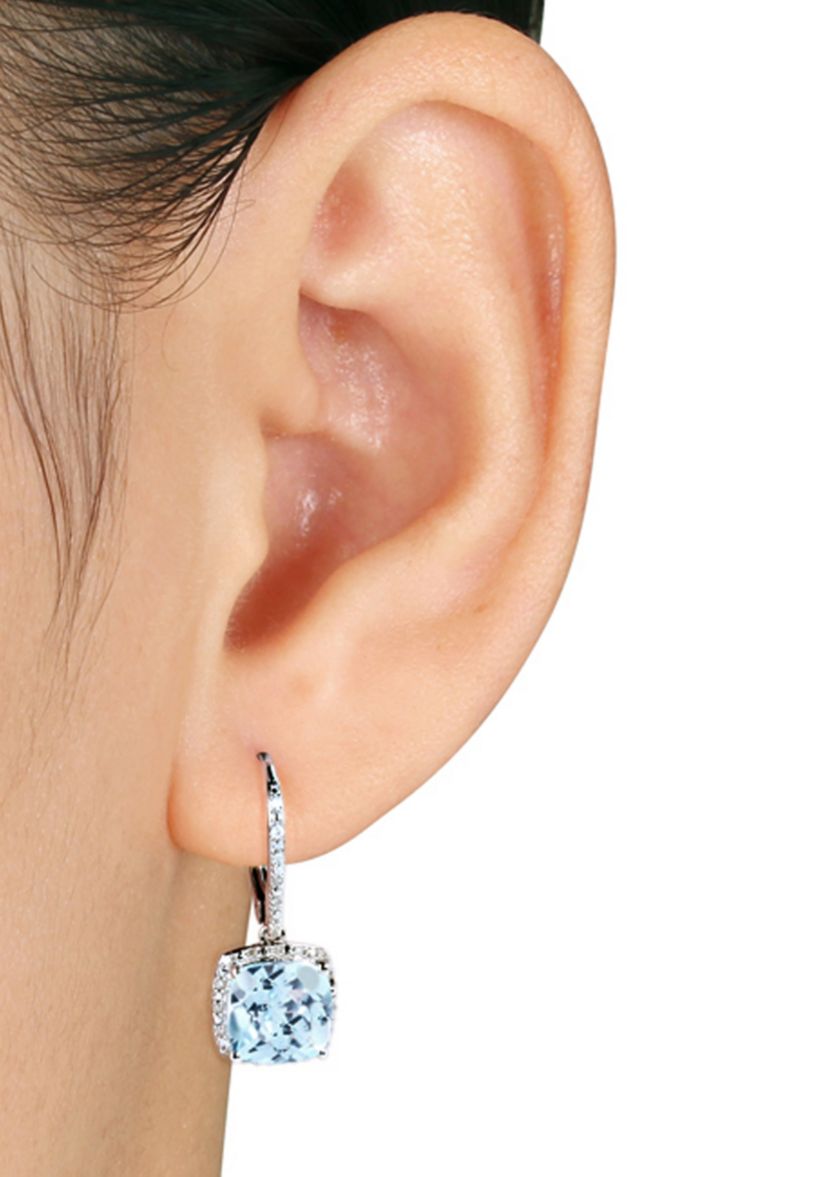 Sterling Silver Blue Topaz and Diamond Earrings