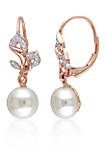 10k Rose Gold Cultured Freshwater Pearl and Diamond Earrings