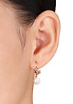 10k Rose Gold Cultured Freshwater Pearl and Diamond Earrings