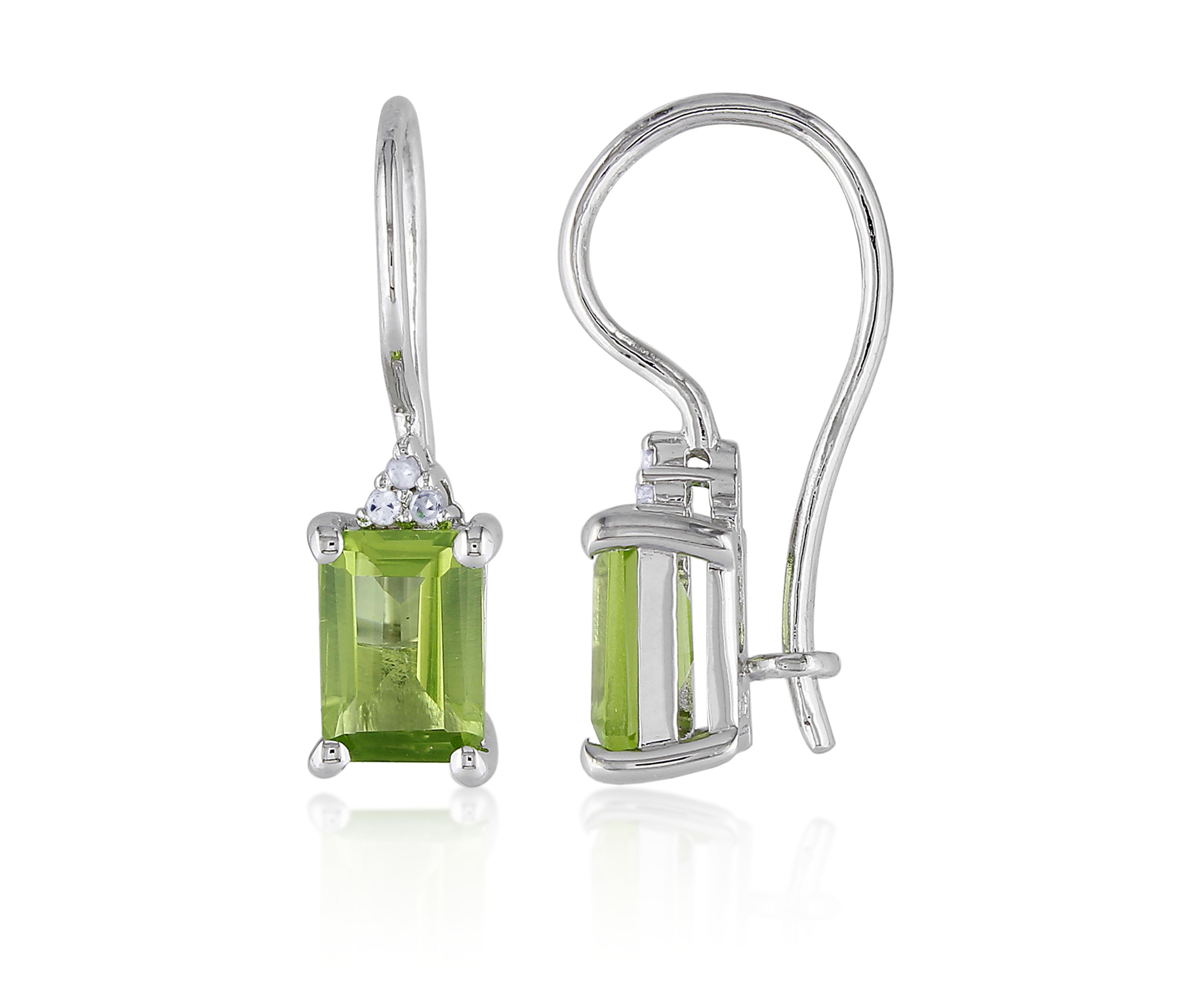 Sterling Silver Peridot and Diamond Earrings