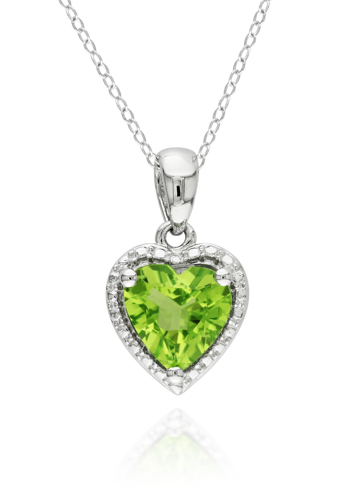 Sterling Silver Peridot Heart Pendant