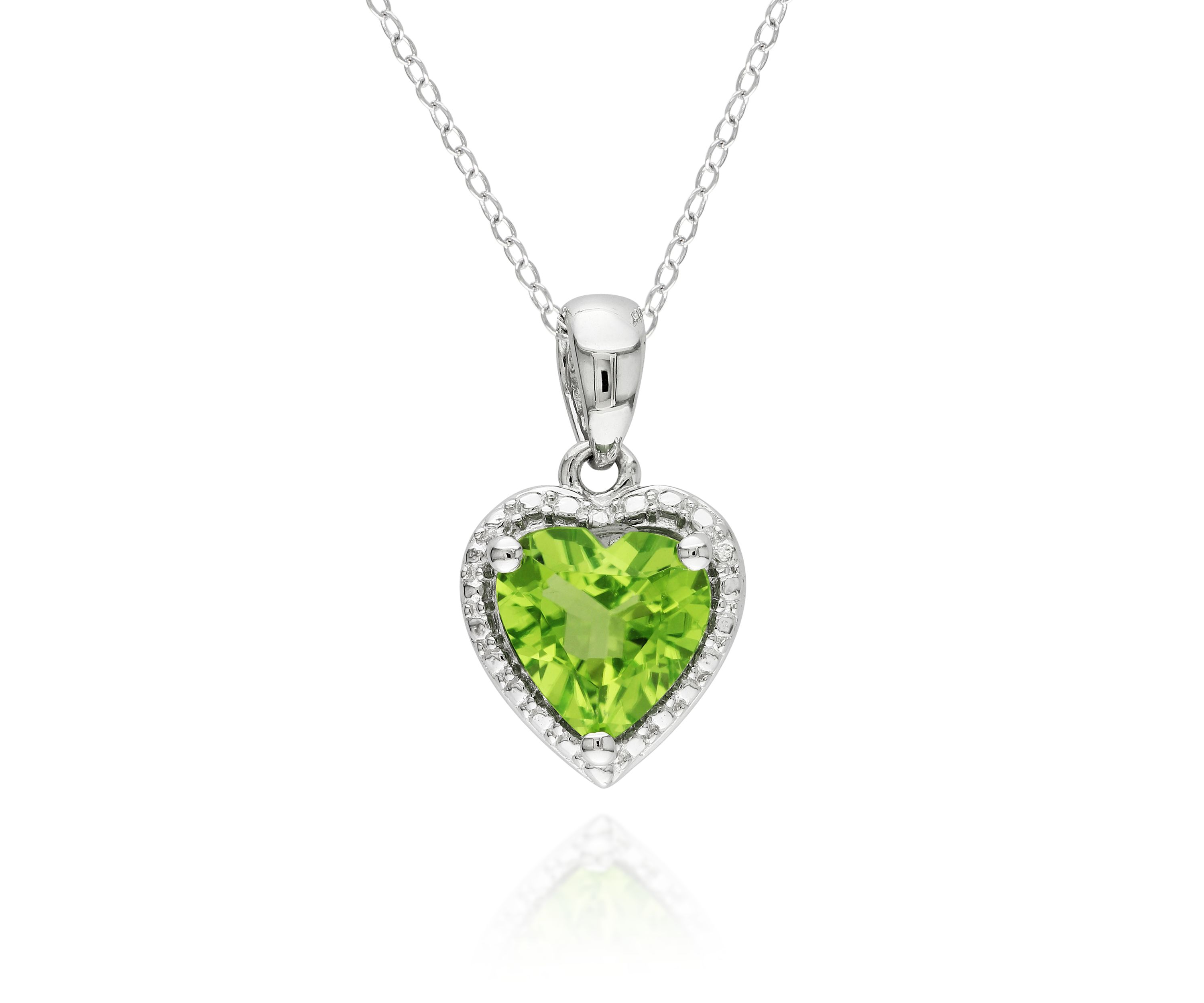 Sterling Silver Peridot Heart Pendant
