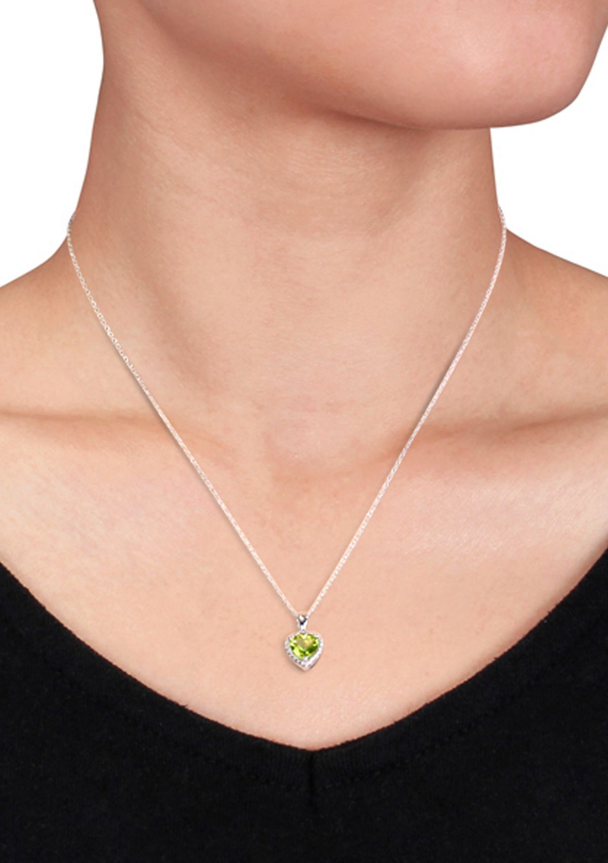Sterling Silver Peridot Heart Pendant
