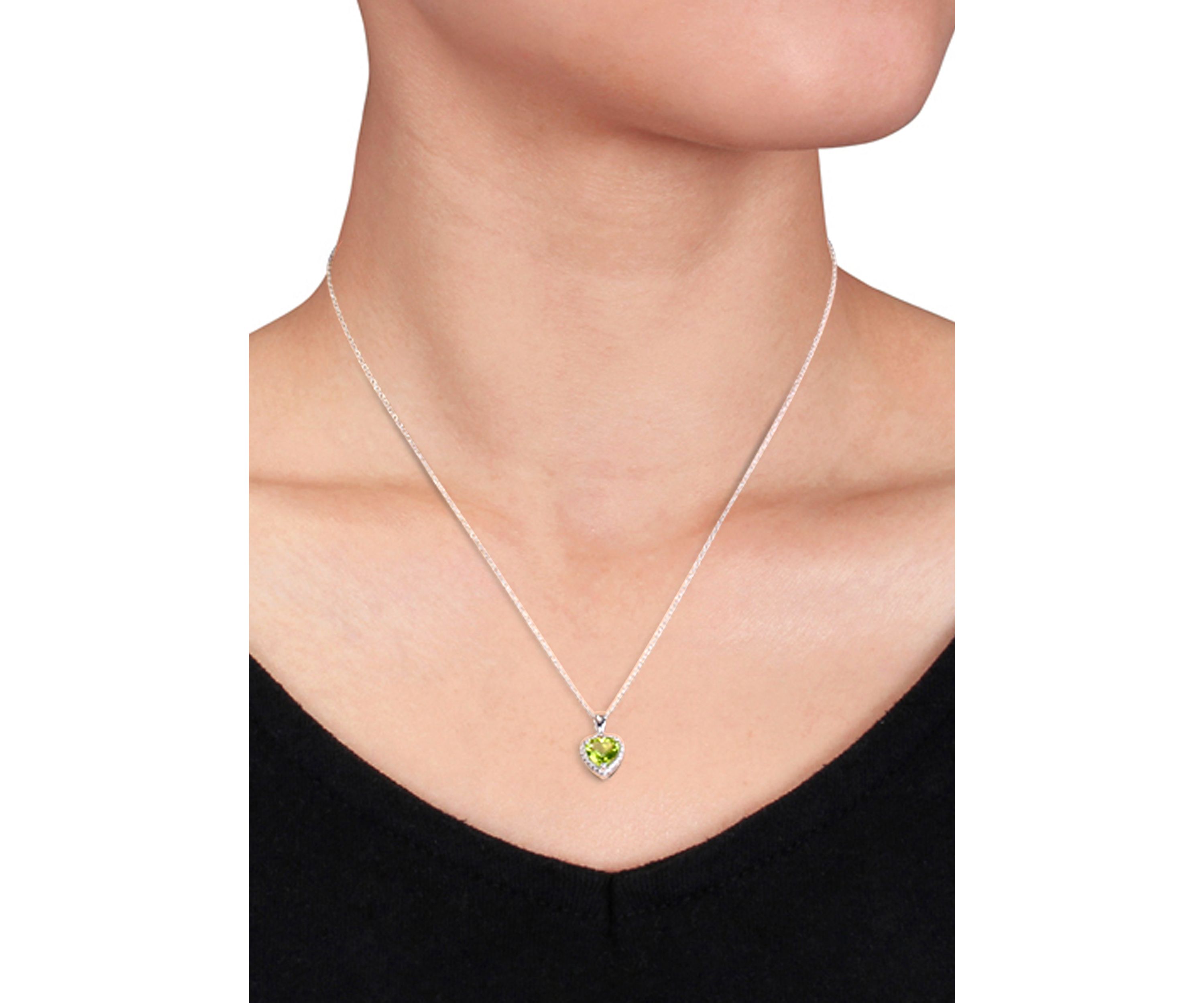 Sterling Silver Peridot Heart Pendant
