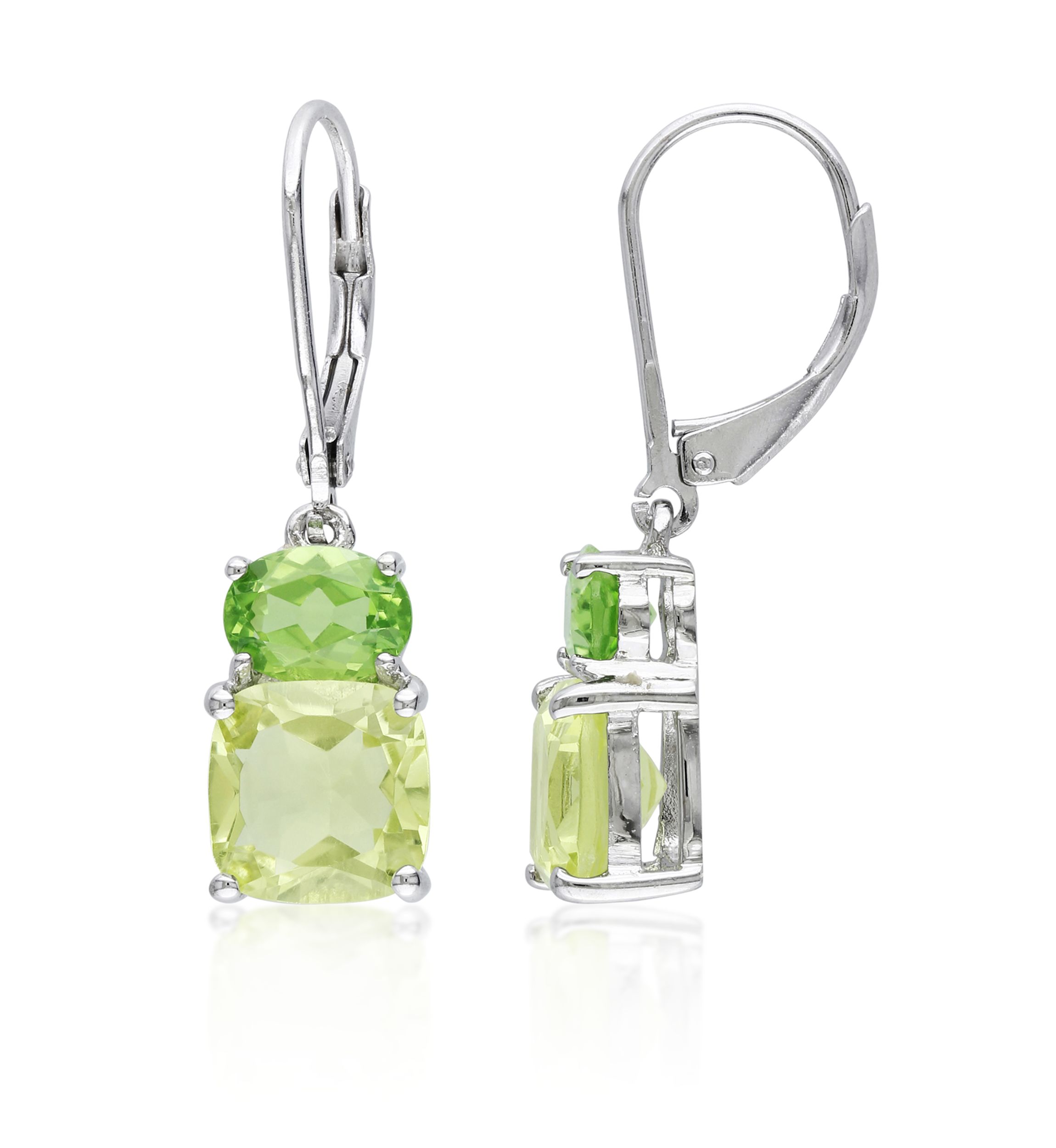 Sterling Silver Peridot and Lemon Quartz Earrings
