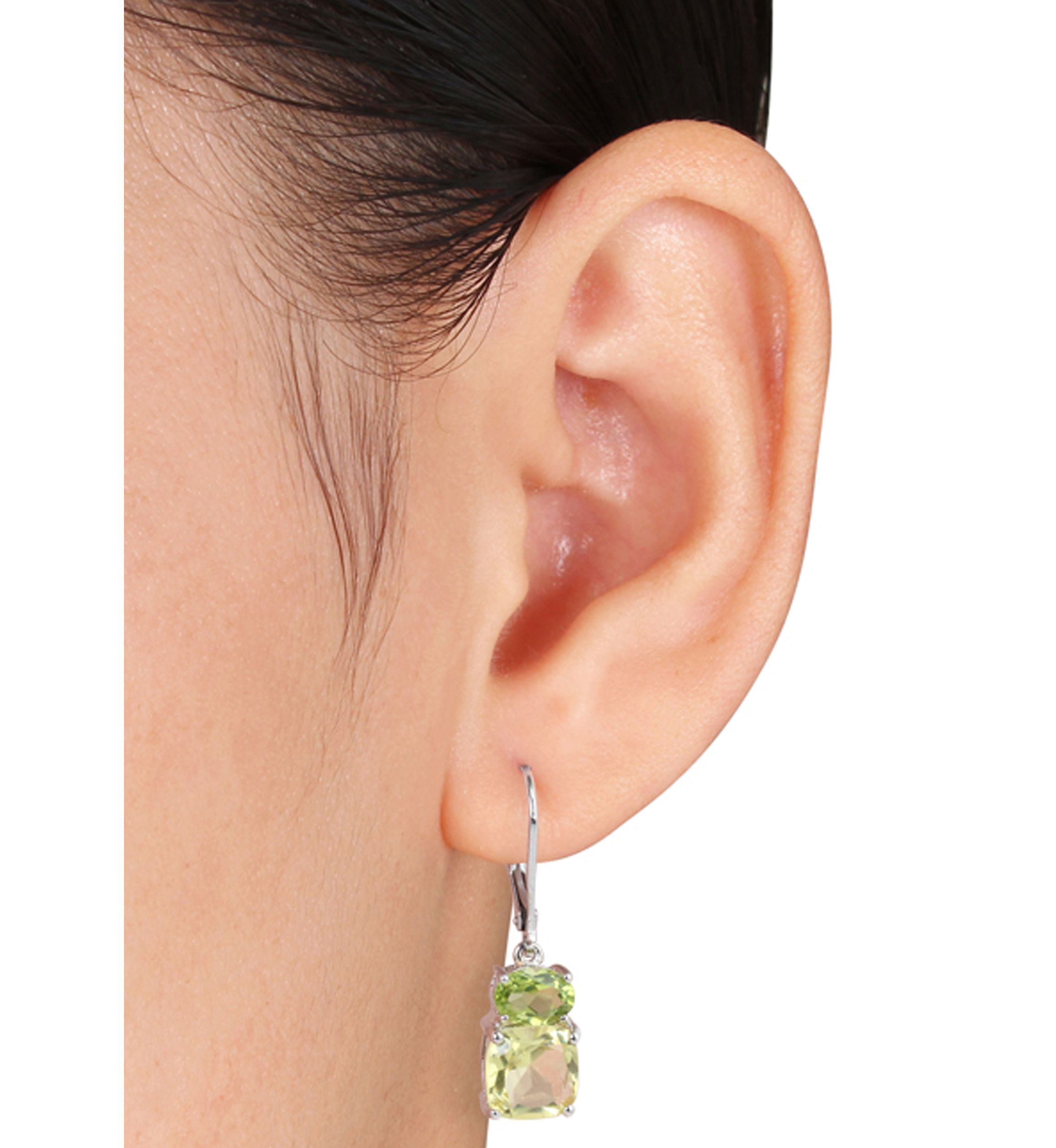 Sterling Silver Peridot and Lemon Quartz Earrings