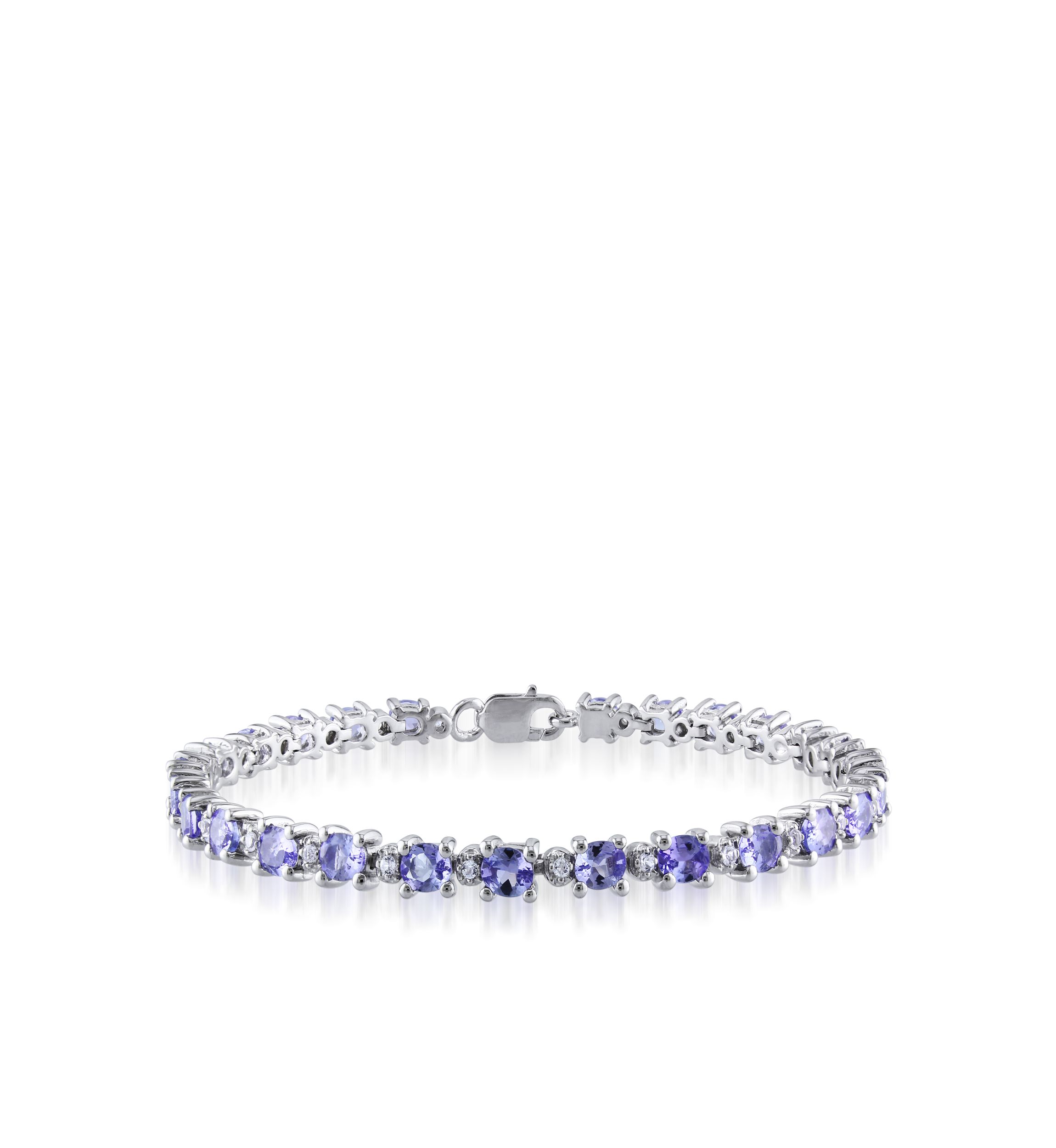 Sterling Silver Tanzanite and White Topaz Bracelet