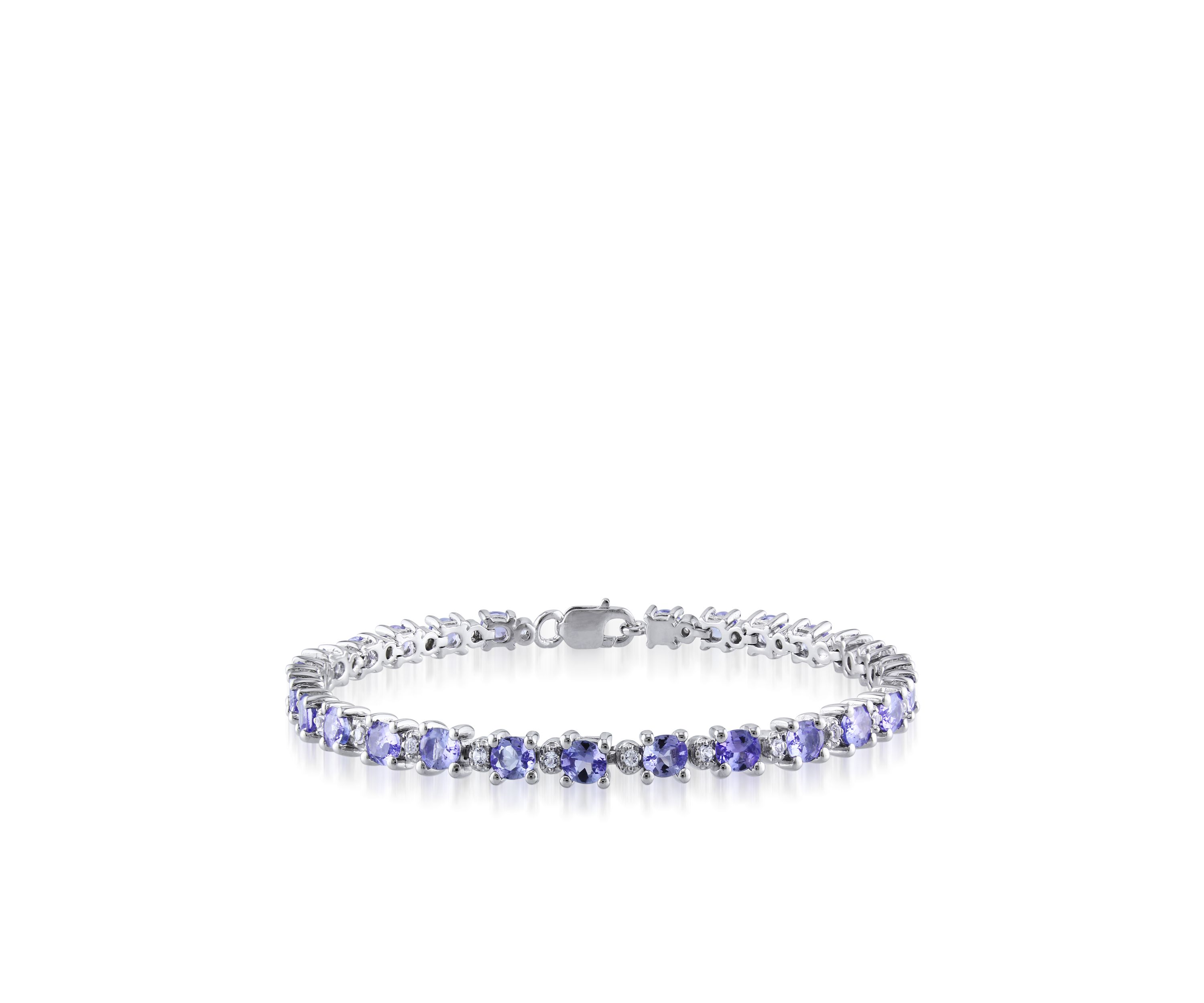 Sterling Silver Tanzanite and White Topaz Bracelet