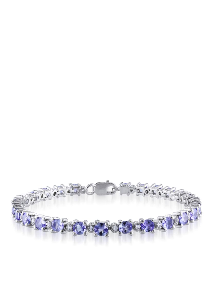 Sterling Silver Tanzanite and White Topaz Bracelet