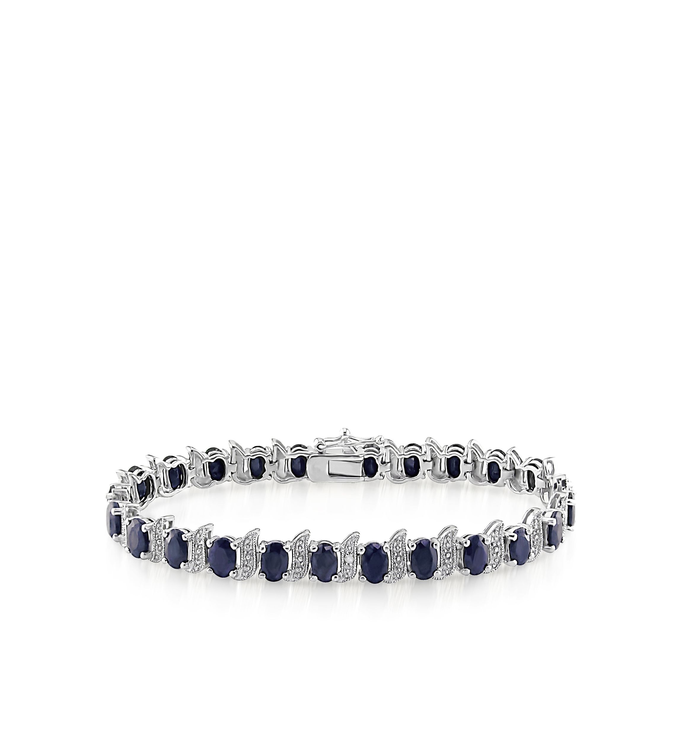 Sterling Silver Black Sapphire and Diamond Bracelet