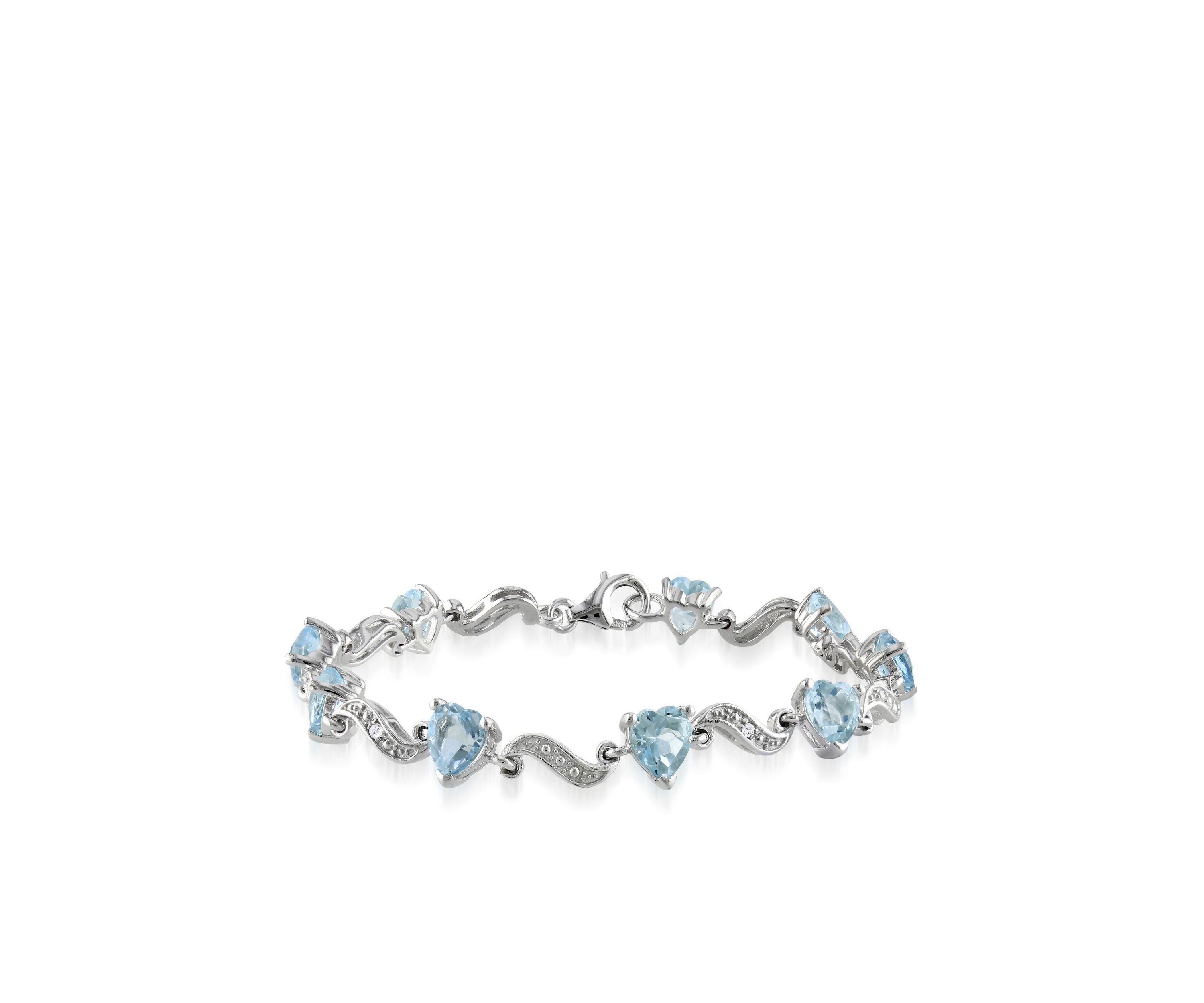 Sterling Silver Blue Topaz and Diamond Bracelet