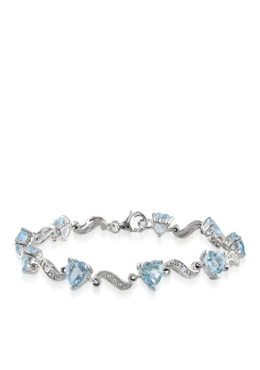 Sterling Silver Blue Topaz and Diamond Bracelet