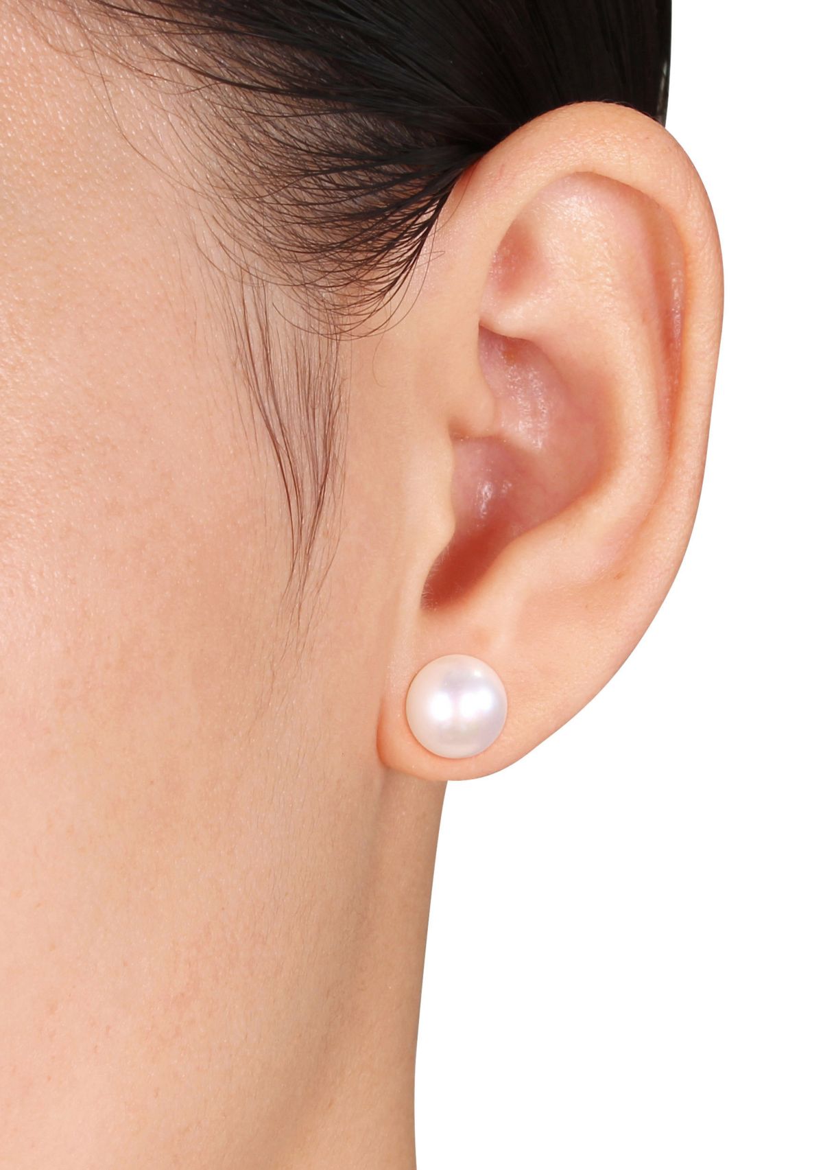 Sterling Silver White Cultured Freshwater Pearl Necklace and Earring Set